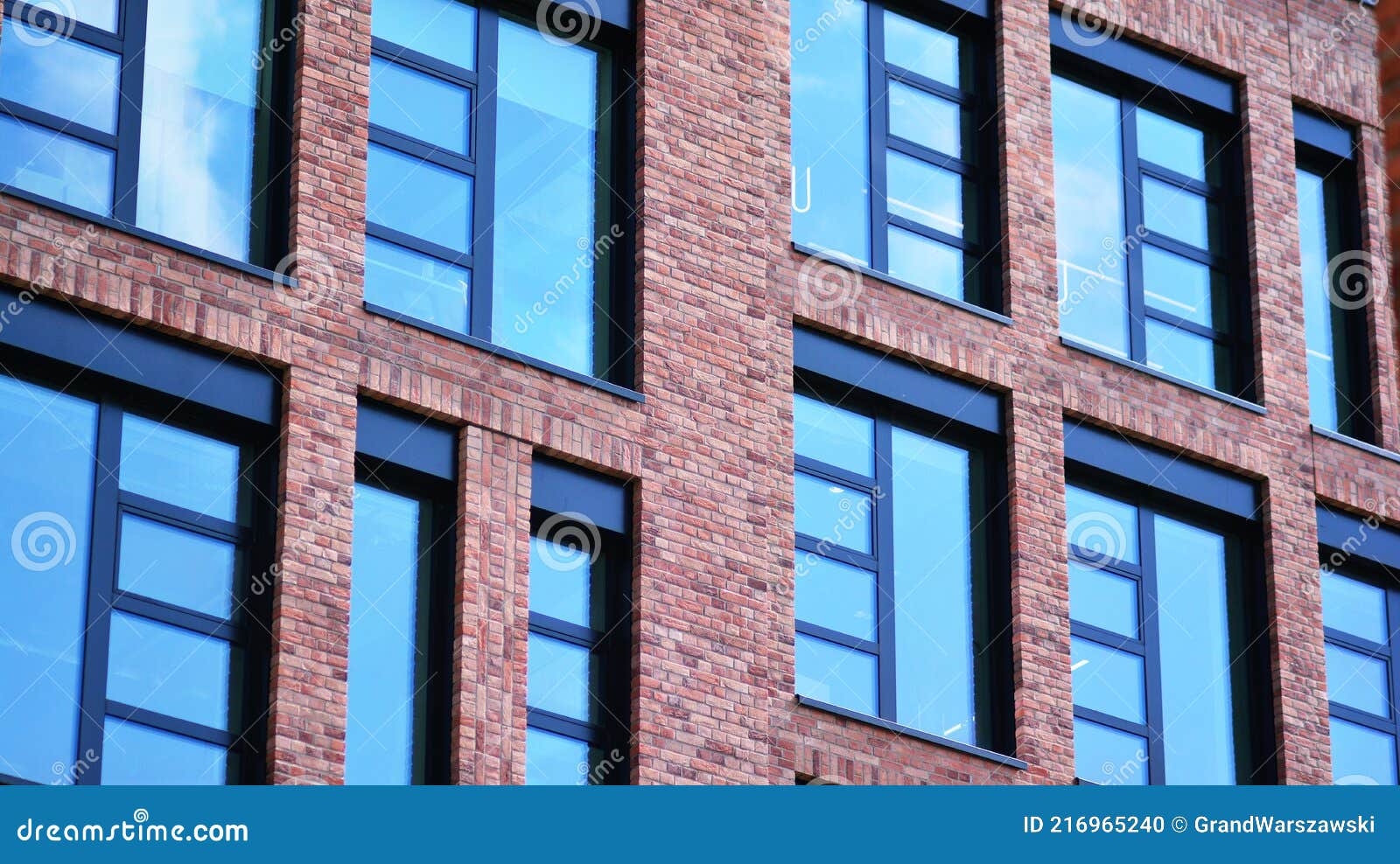 Modern Brick and Glass Facade of the Office Building. Stock Photo ...