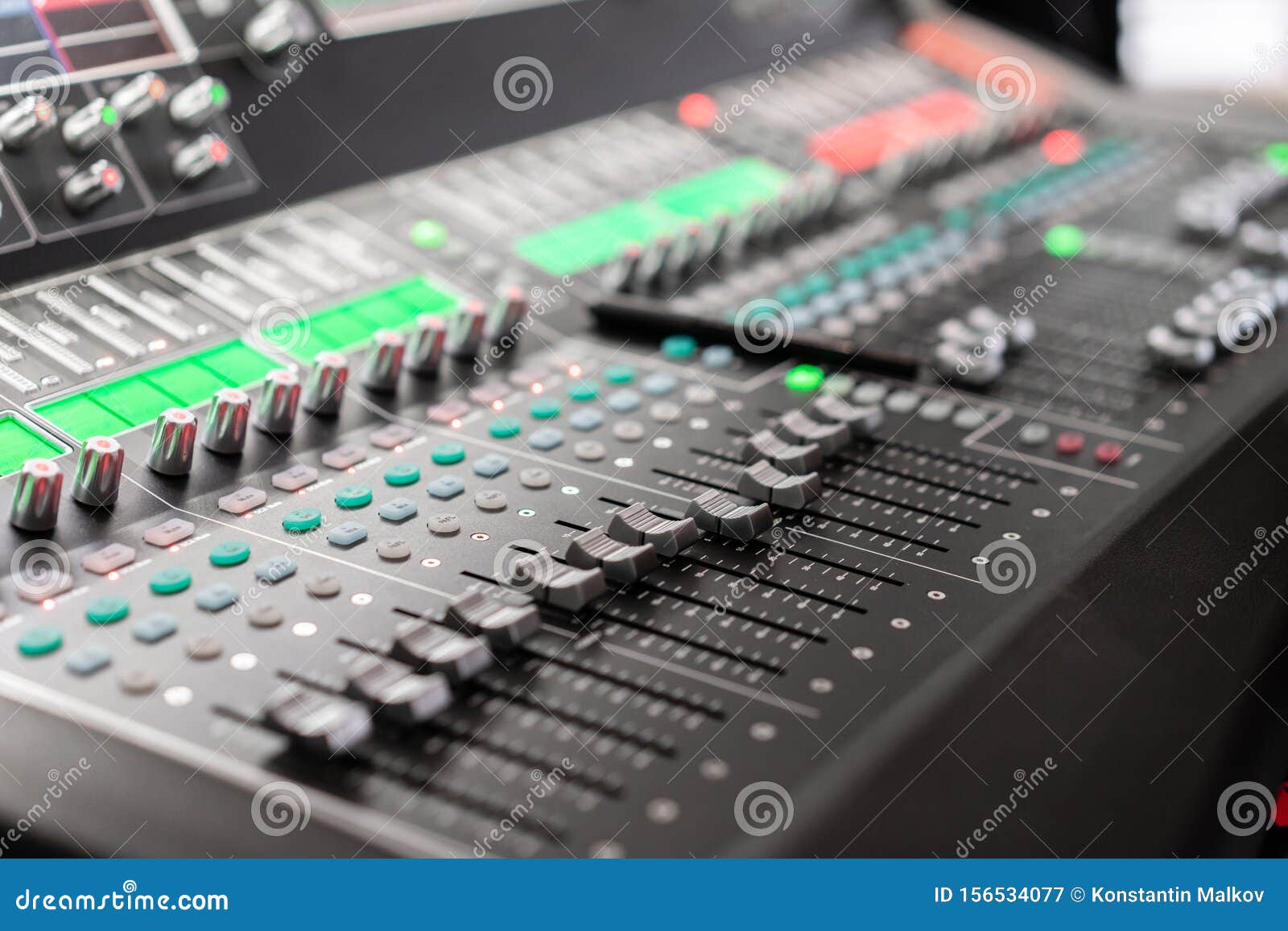 Control Fader Mixing Console Of Light Equipment Operator At The
