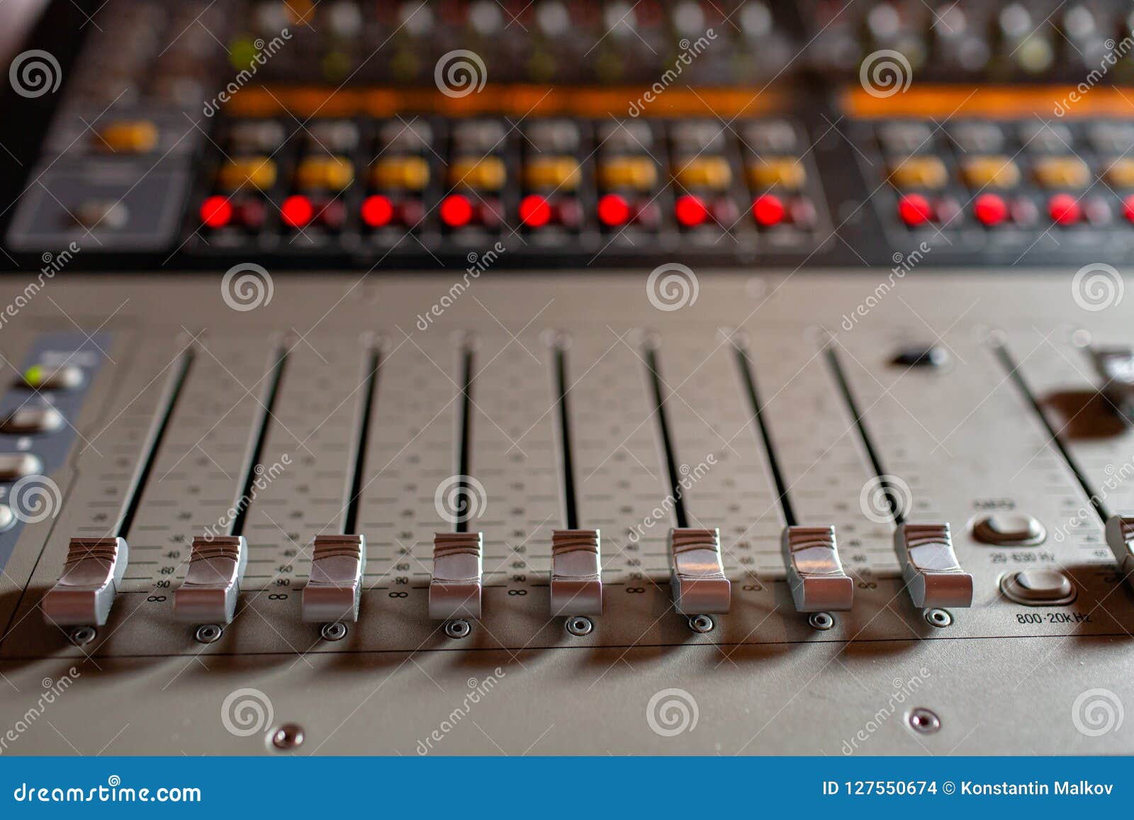 Control Fader Mixing Console Of Light Equipment Operator At The