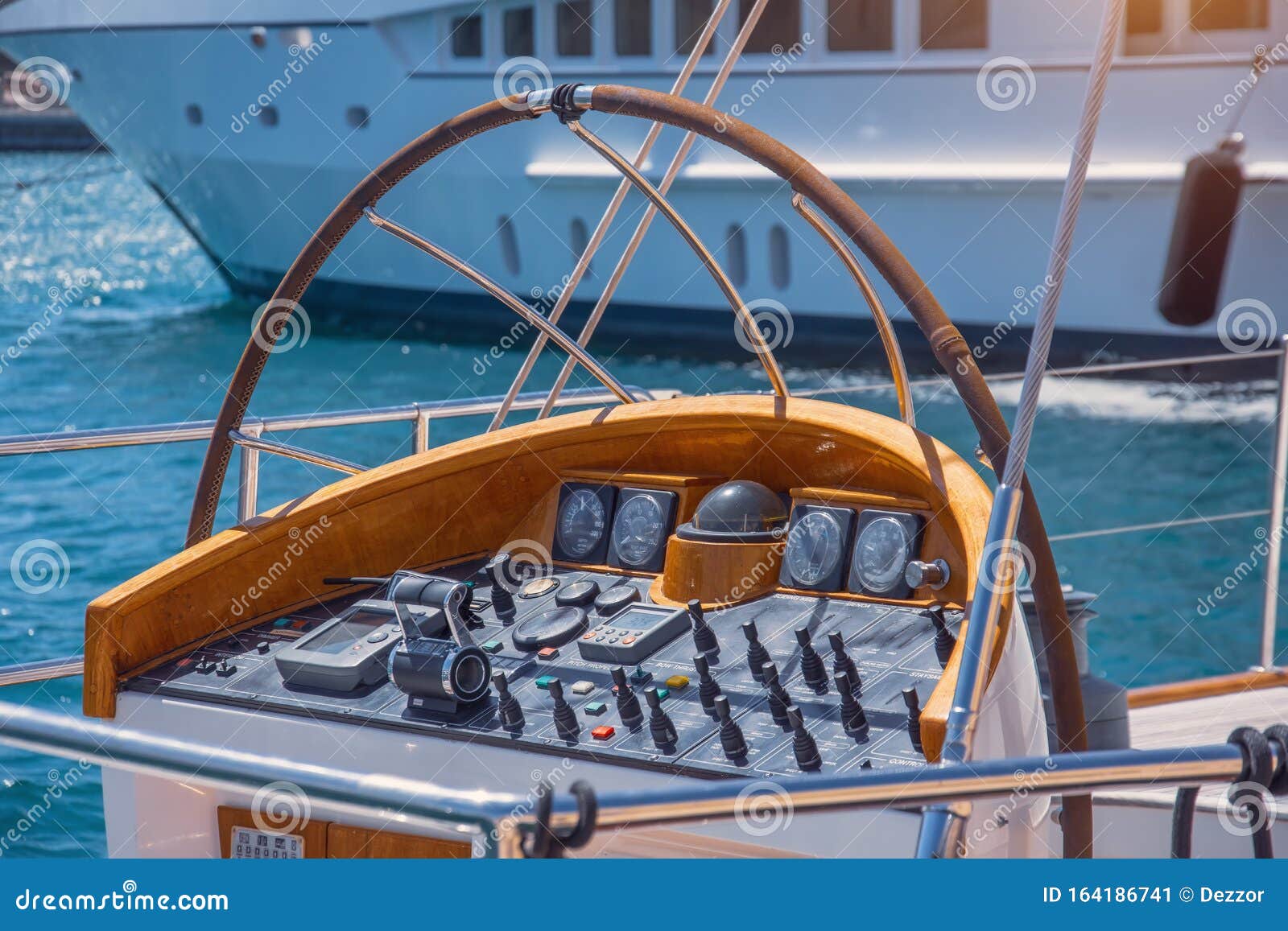 Control Instrument Panel Outside the Sea Yacht Stock Image Image of