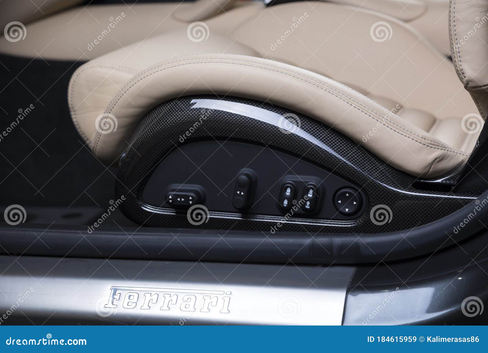 Control Panel on Automatic Car Seat of a Ferrari Editorial Stock Image