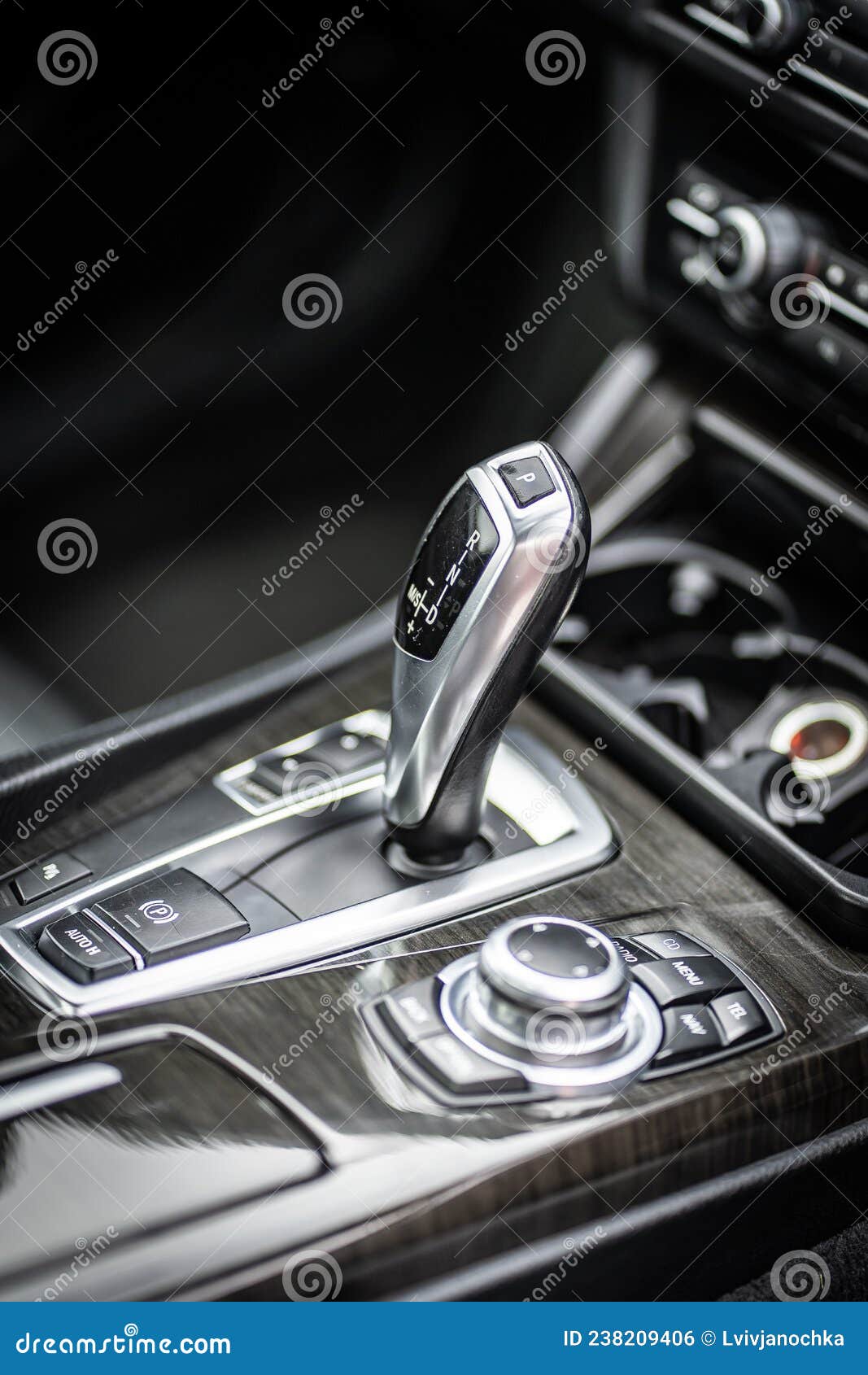 Control Panel Dashboard Car Fragment. Automatic Transmission Gear Shift