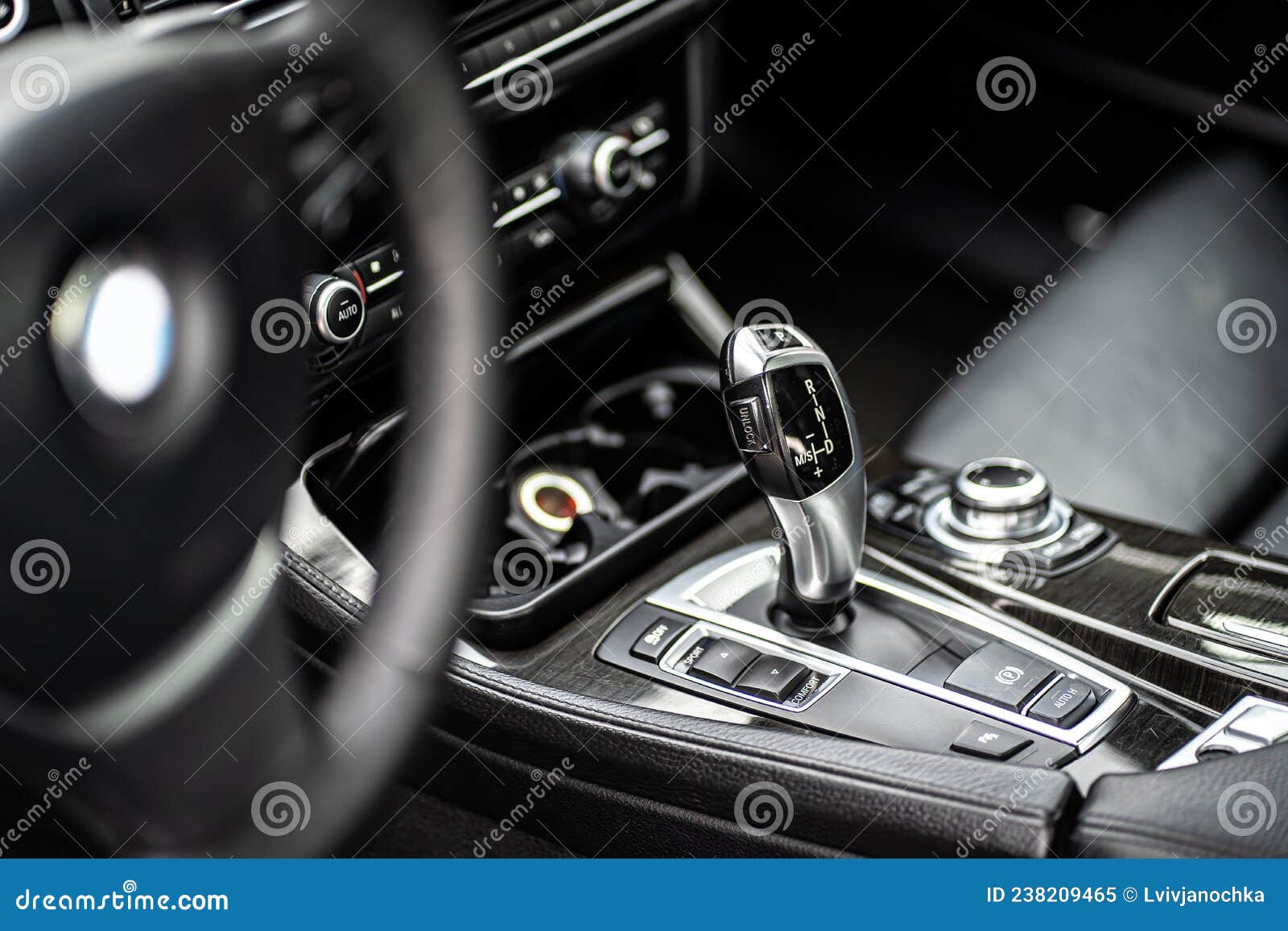 Control Panel Dashboard Car Fragment. Automatic Transmission Gear Shift