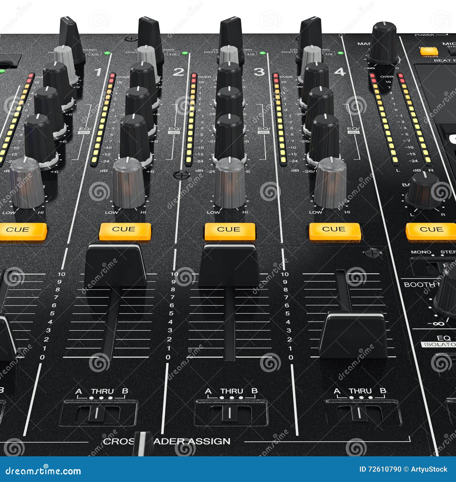 Control Panel Dj Mixer Equipment, Close View Stock Illustration