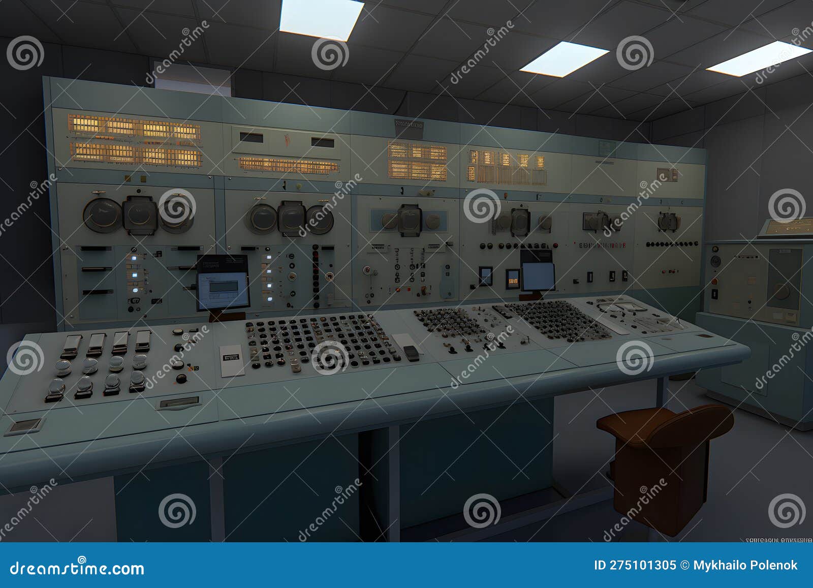 Control Panel at a Nuclear Power Plant. Neural Network AI Generated Stock Image Image of