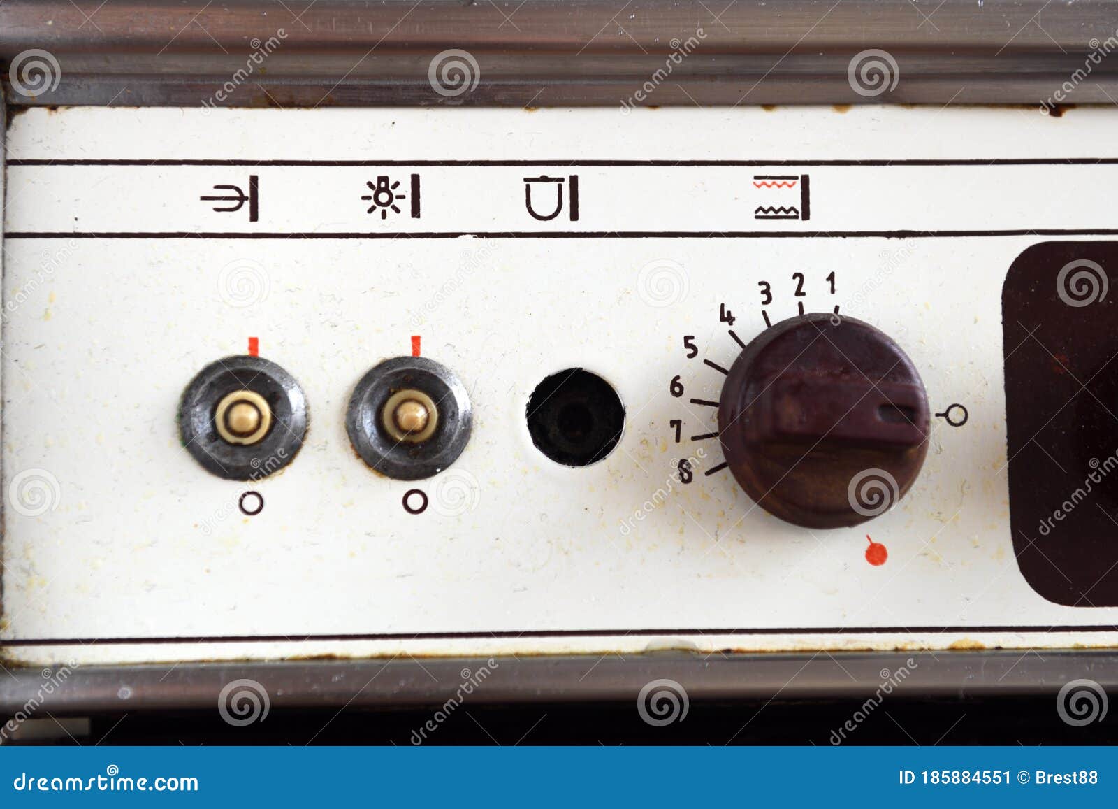 Control Panel of an Old Gas Stove Closeup. Stock Image Image of