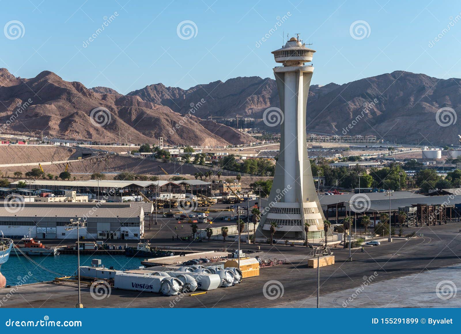 Control Tower Lighthouse in Port of Jordan Editorial Image - of freight, logistics: 155291899