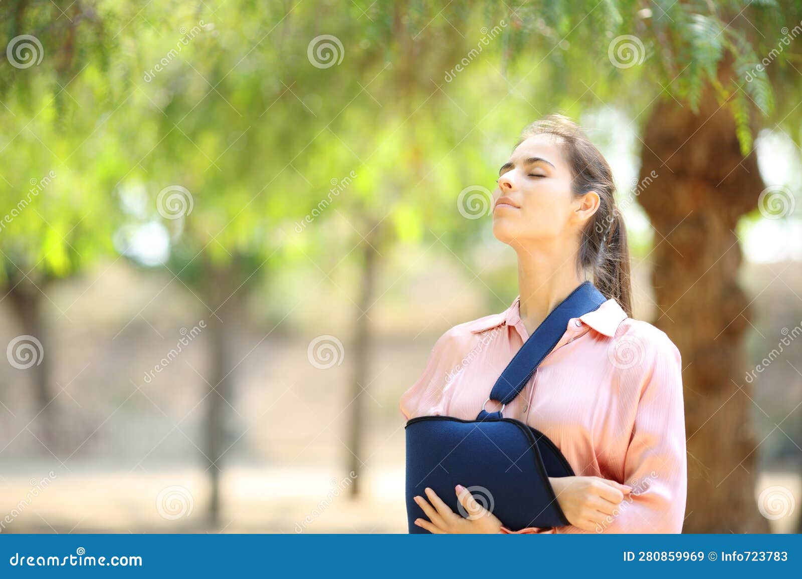 convalescent woman breathing fresh air