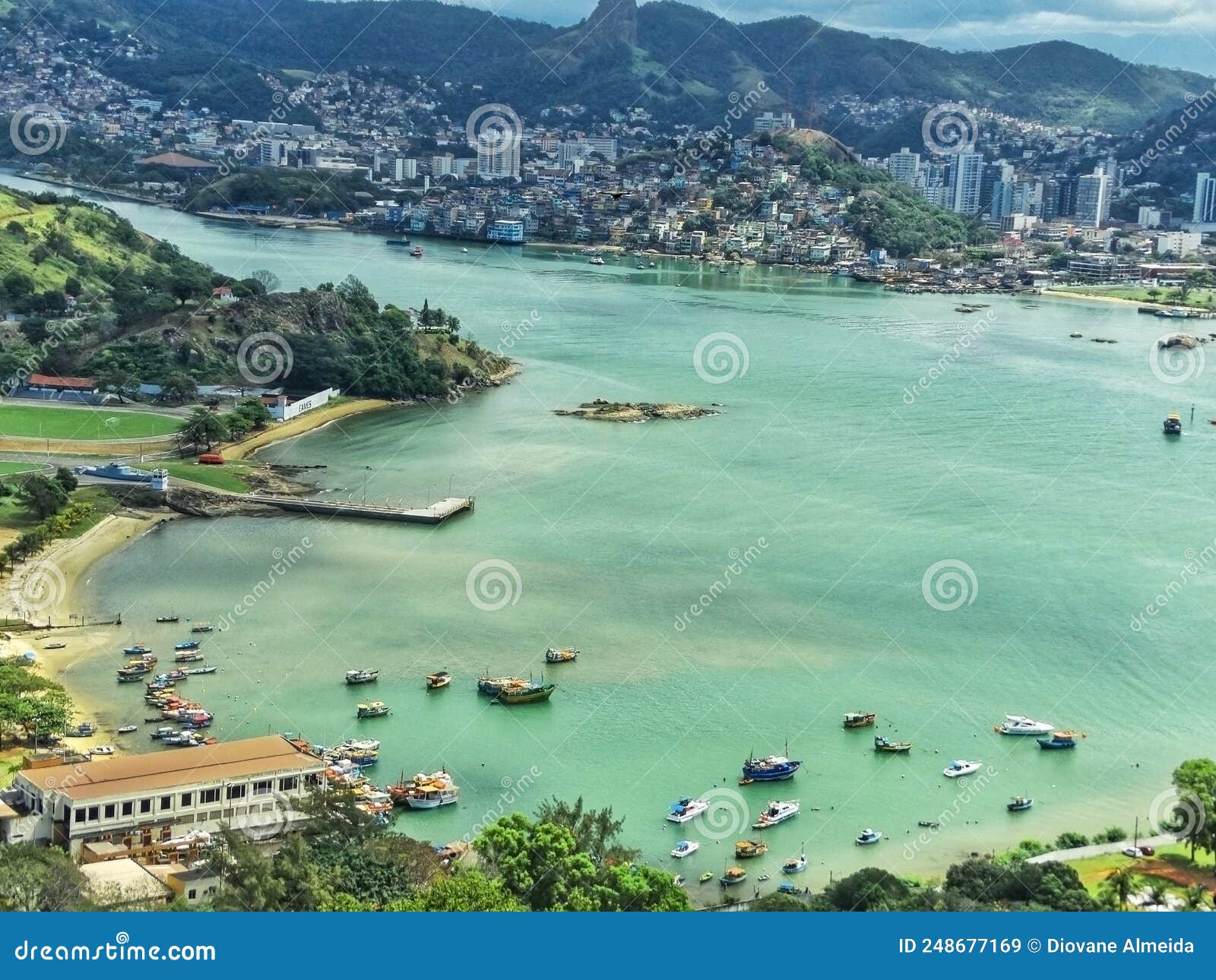 view of the mitante in the penha convent, overlooking the small beach of vila velha.