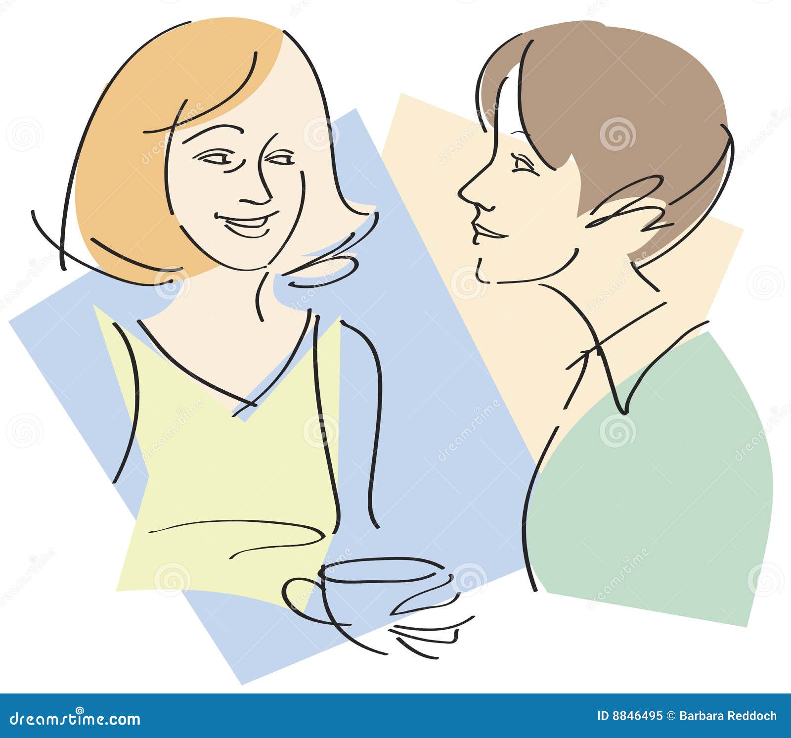 Conversa das mulheres. Vector uma ilustração de dois amigos das mulheres que têm uma conversação sobre o café.