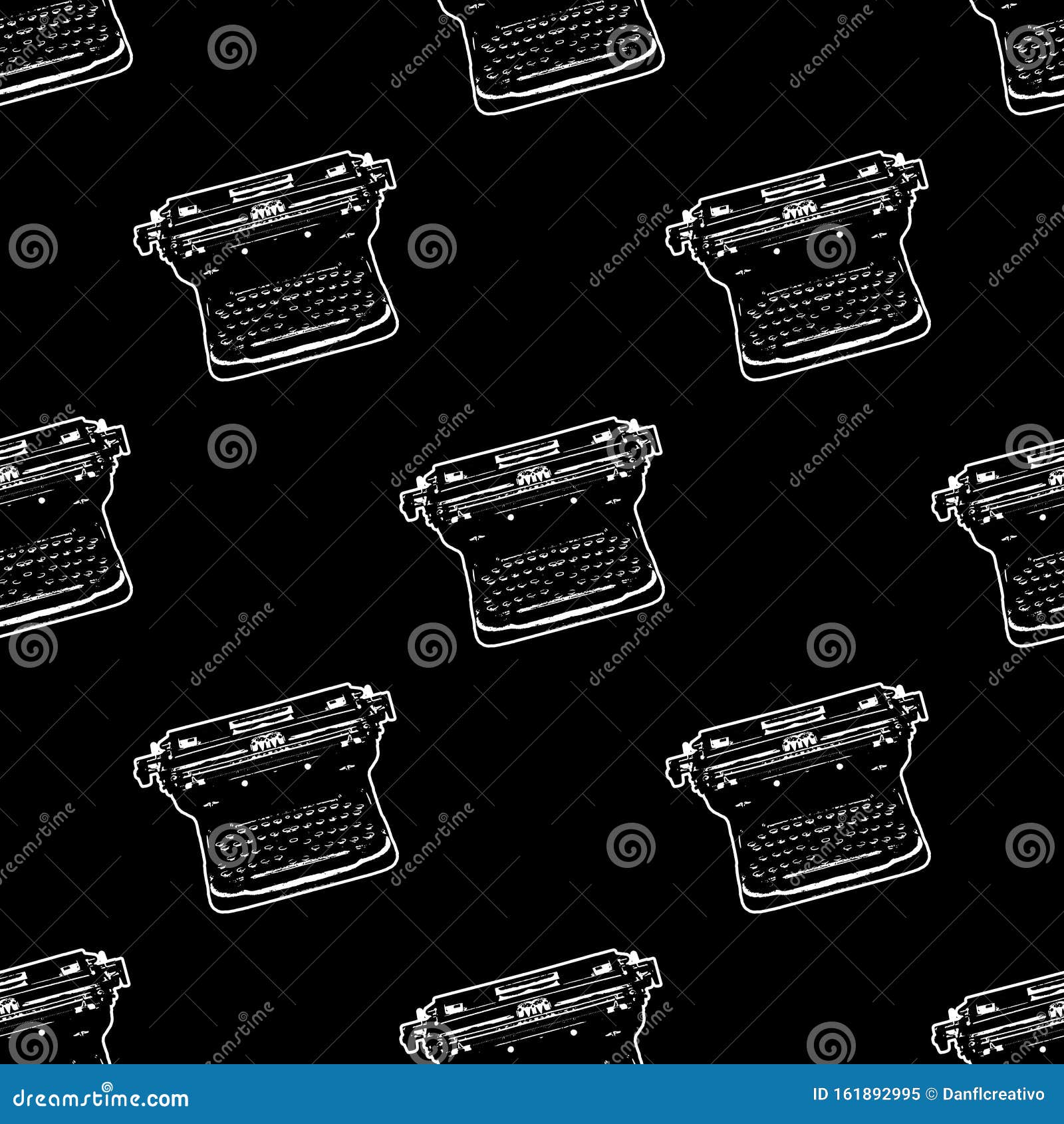 Old Typewriter Stencil Style Motif Seamless Pattern Stock Illustration