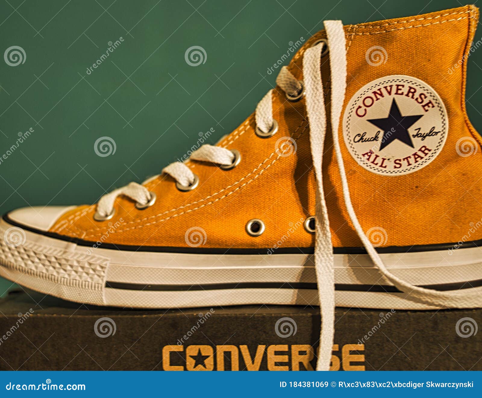 Converse All Star Chuck Taylor Hannover Germany November 18 Sneakers In Orange Ray On The Converse Shoe Box With A Petrol Editorial Stock Image Image Of Taylor Shoe