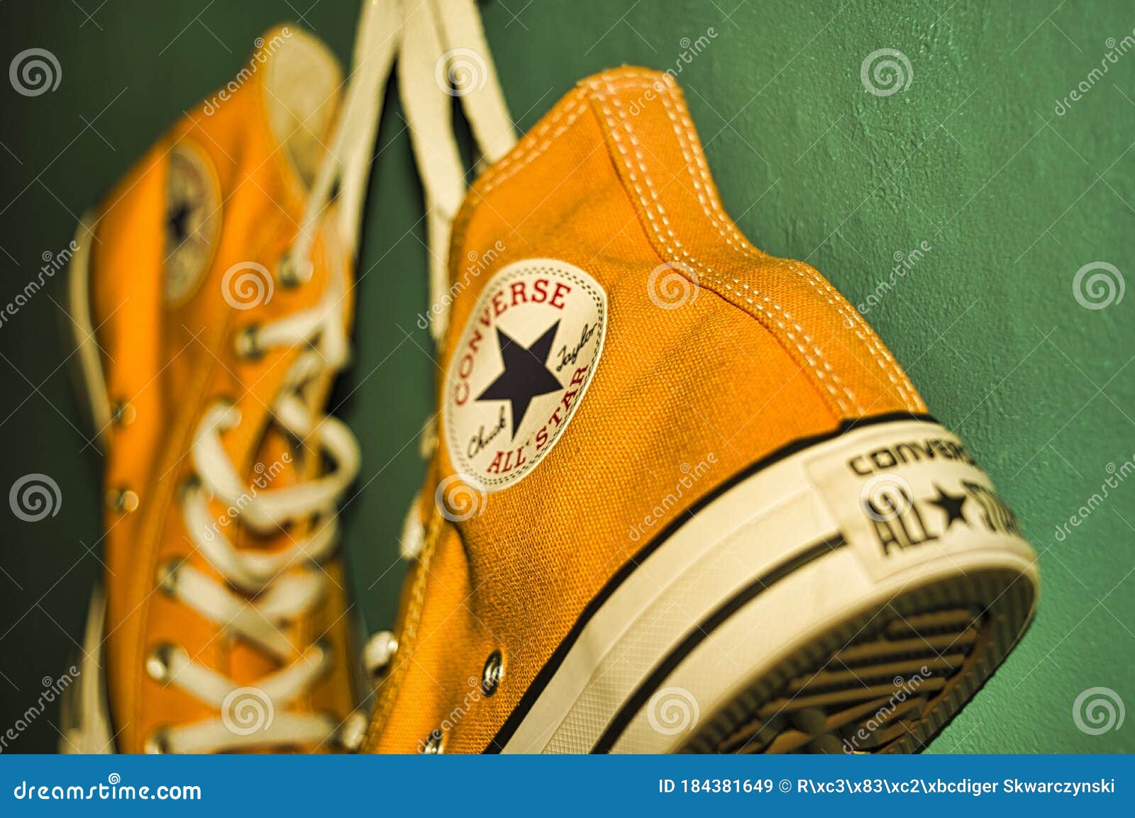 Converse All Star Chuck Taylor Hannover Germany November 18 Sneakers In Orange Ray On A Petrol Green Background Editorial Stock Image Image Of Detailsn Lifestyle