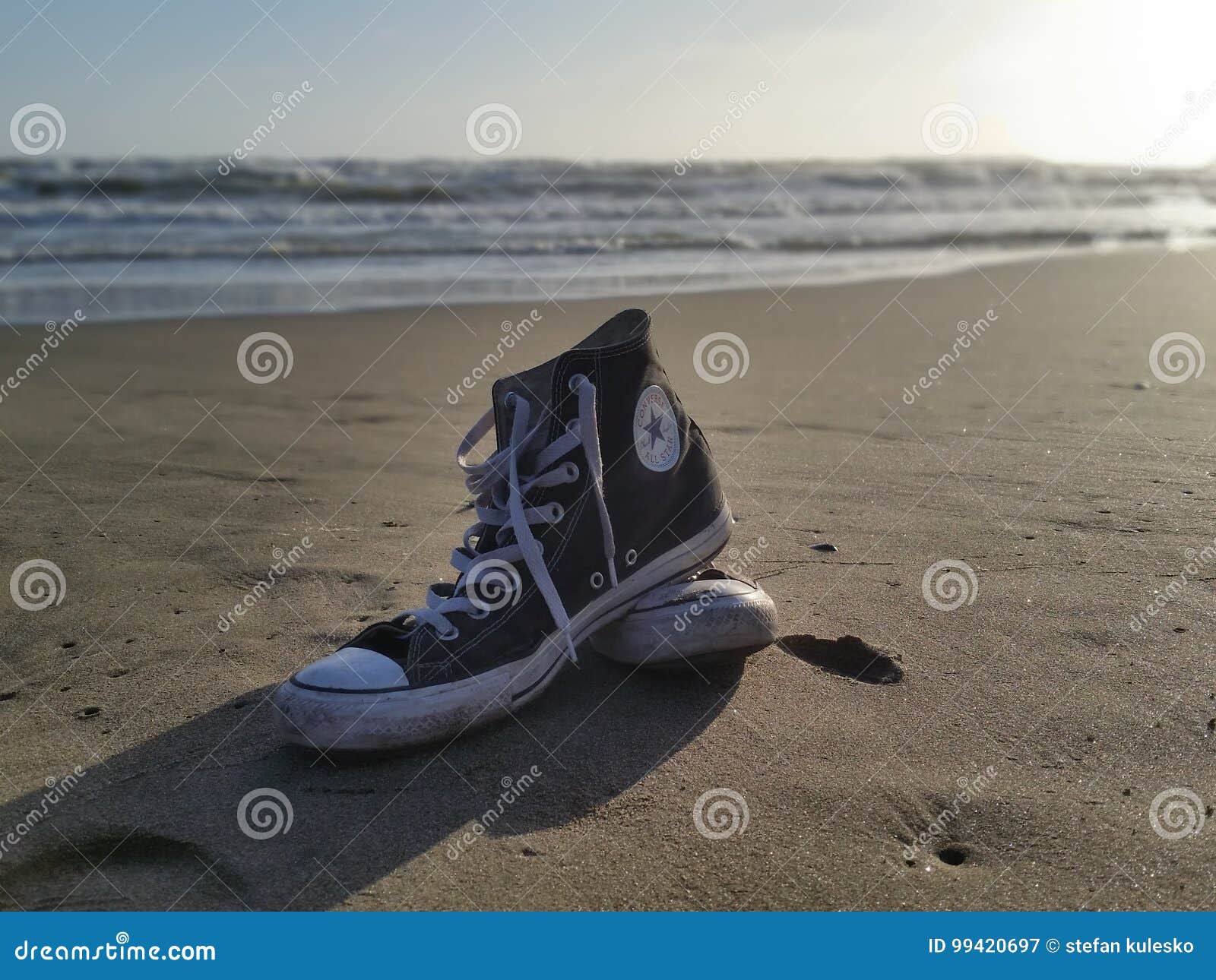 Converse Black and White on the Beach 