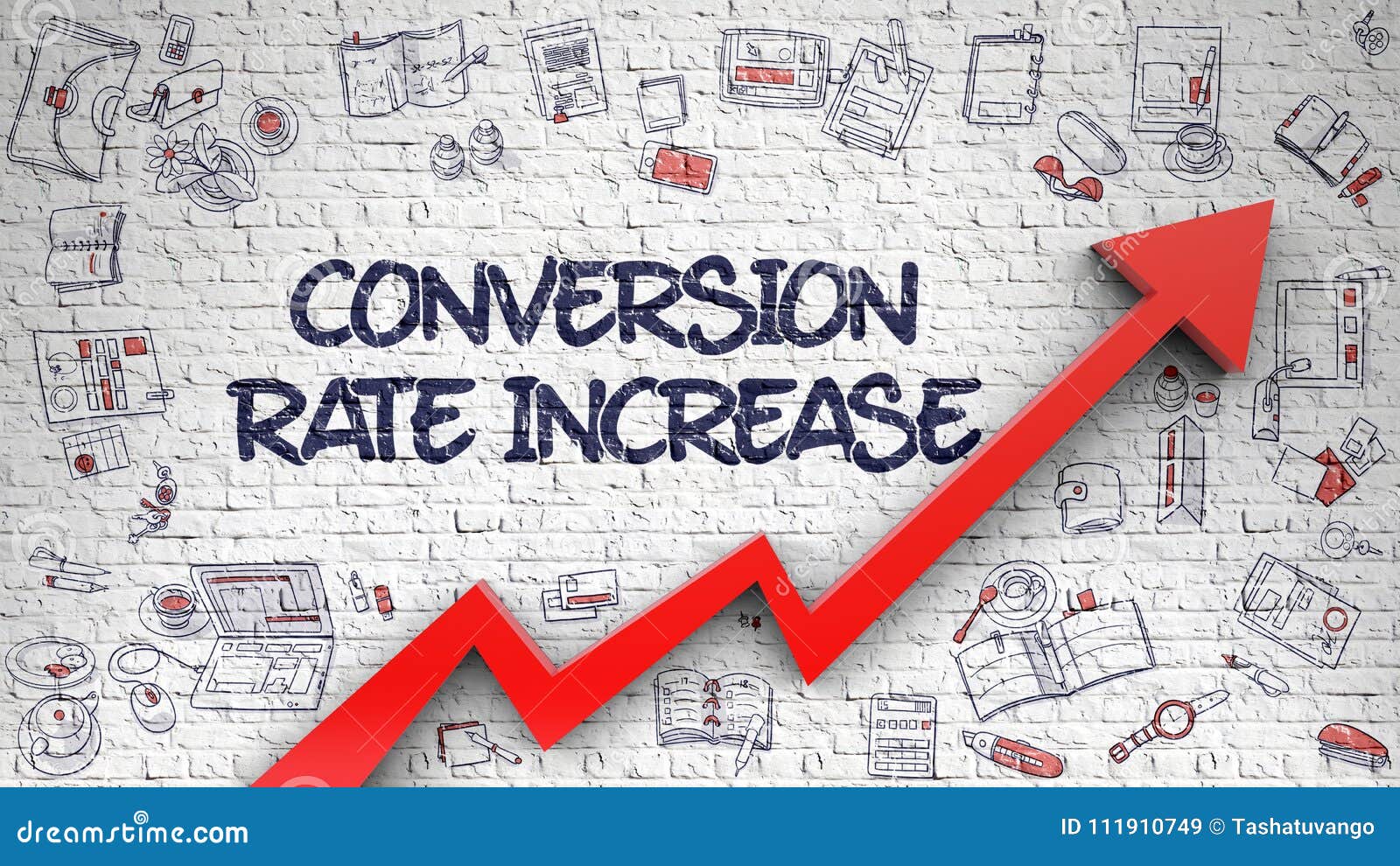 conversion rate increase drawn on white wall. 3d