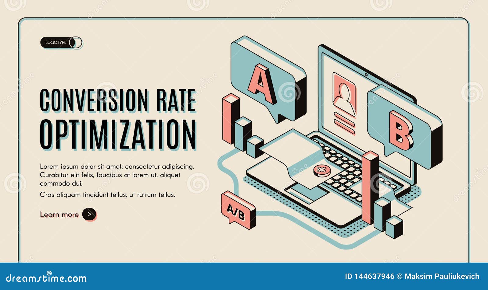 conversion rate optimization isometric web banner.