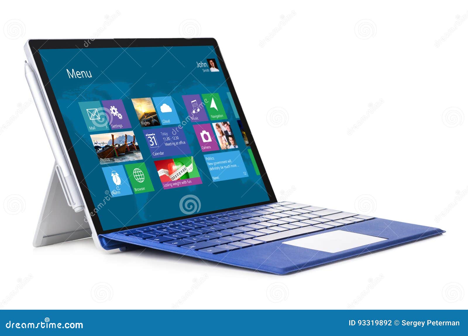 Convertible Laptop Computer With Operating System Stock Photo Image