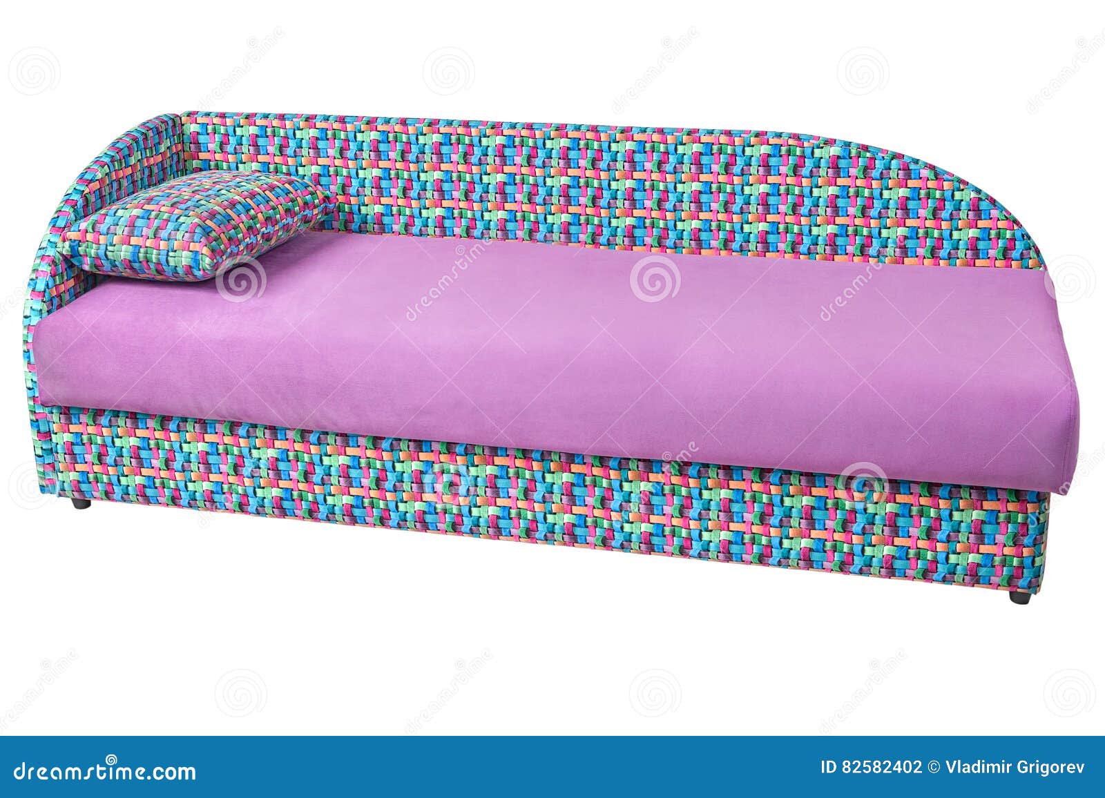Convertible Pink Microfiber Divanbed with Storage Space Stock Photo