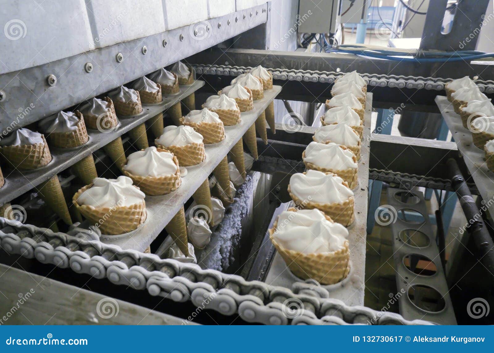 The Conveyorc Lines for the Production of Ice Cream Stock Image Image of manufacture, factory