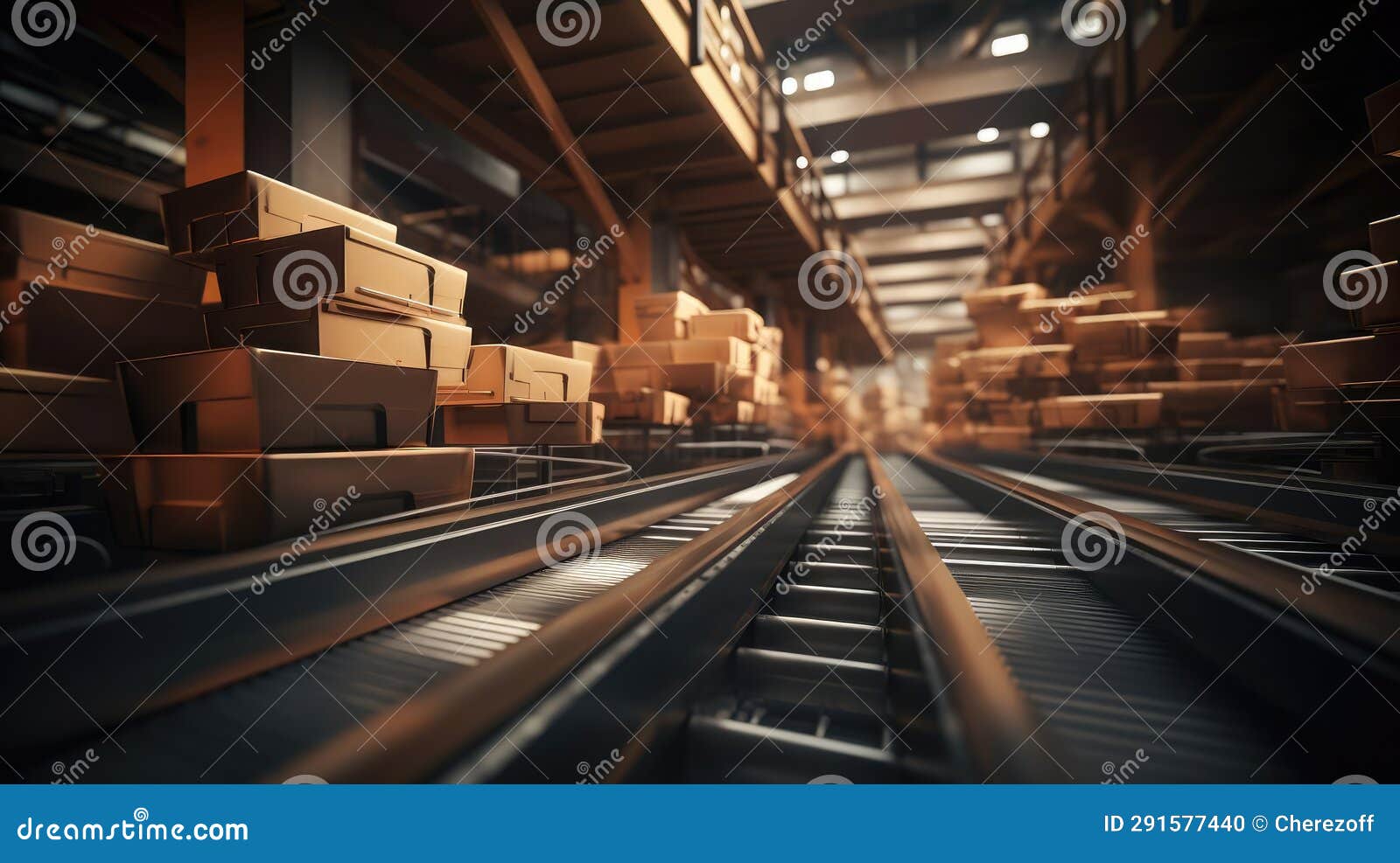 Conveyor Belt with Cardboard Boxes Stock Photo Image of logistics