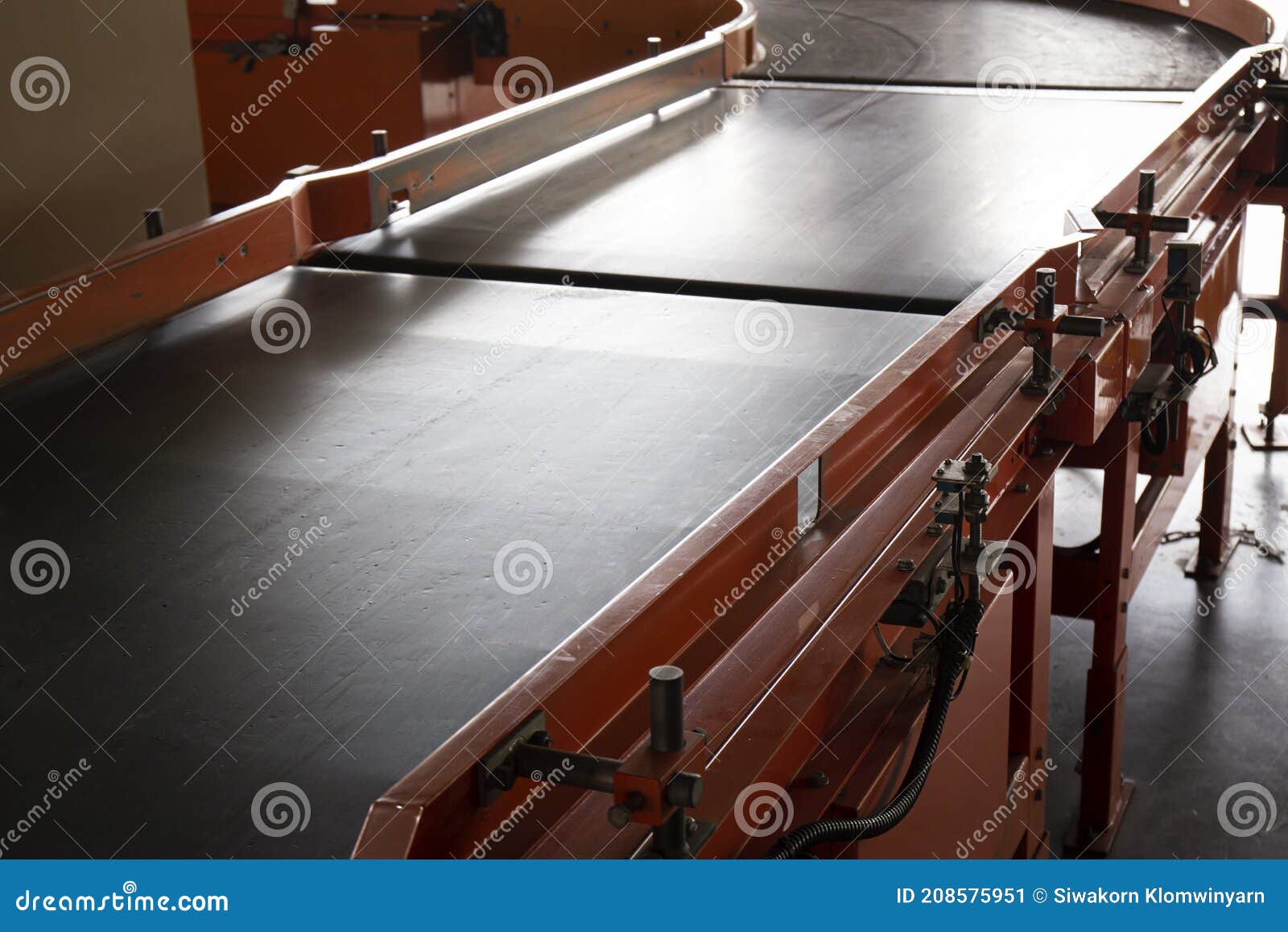 Conveyor Belt in Distribution Warehouse. Transit Export. Industrial