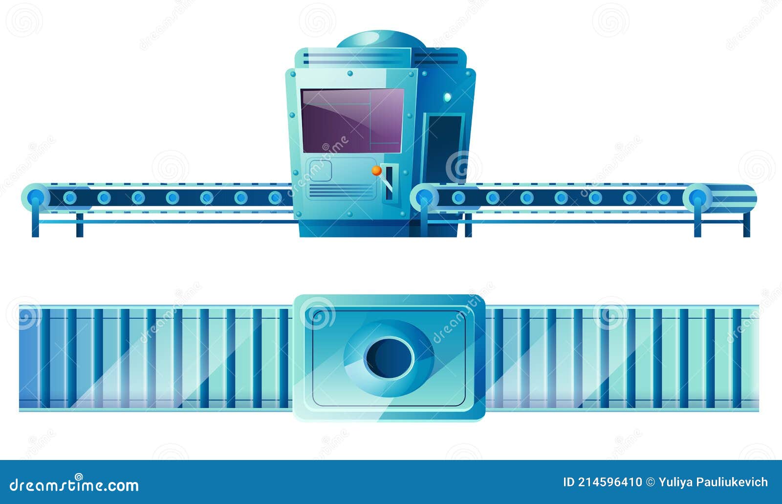 Conveyor Belt at Factory in Front and Top View Stock Vector - Illustration  of industry, assembly: 214596410