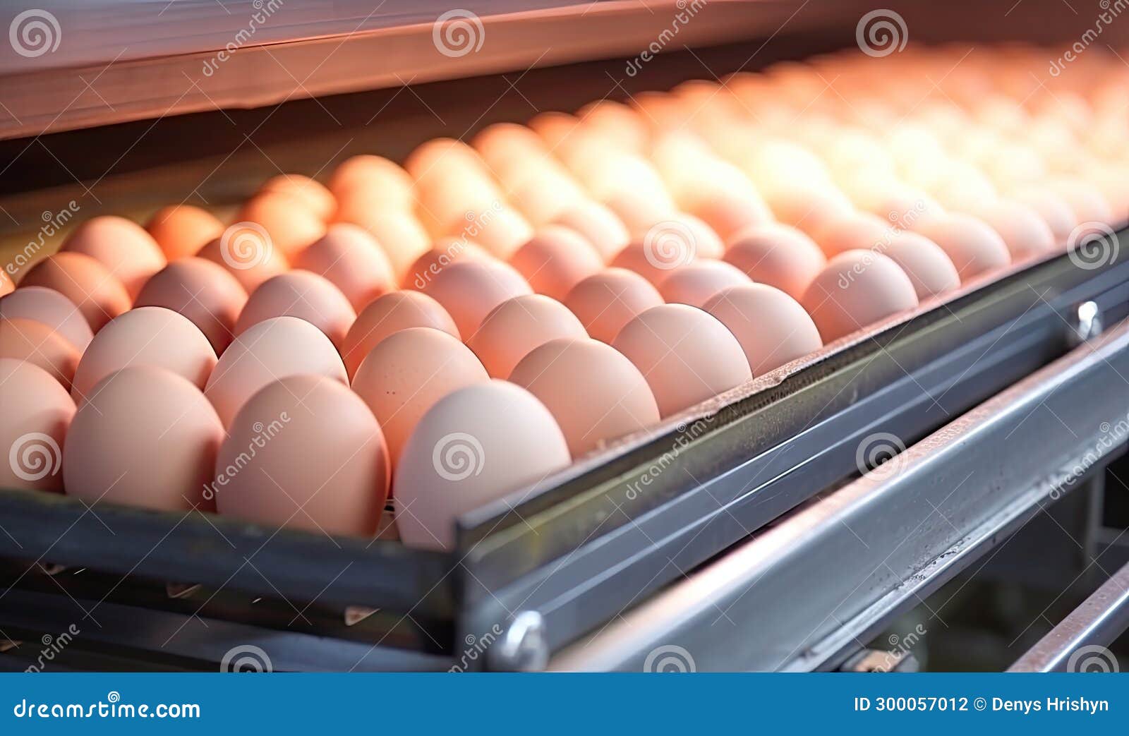 A Conveyor Belt Filled with an Abundance of Eggs Stock Illustration