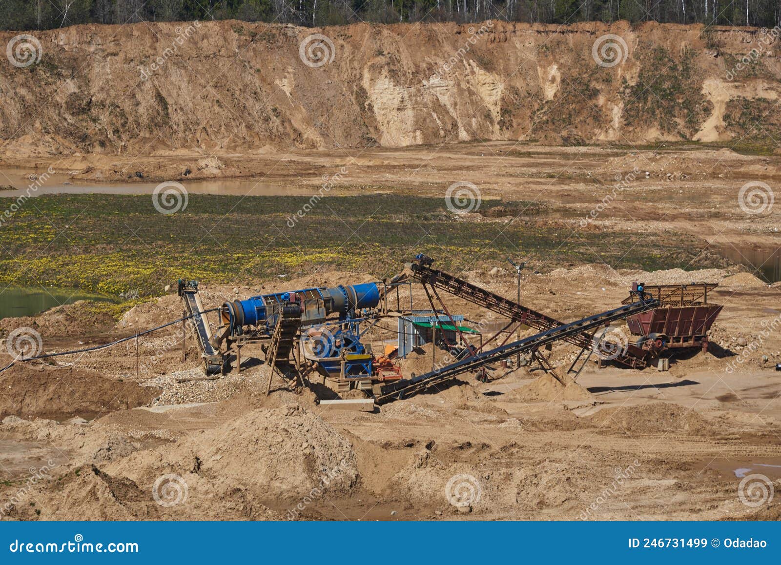 Conveyor Belts in an Installation for Sorting Sand . Stock Image