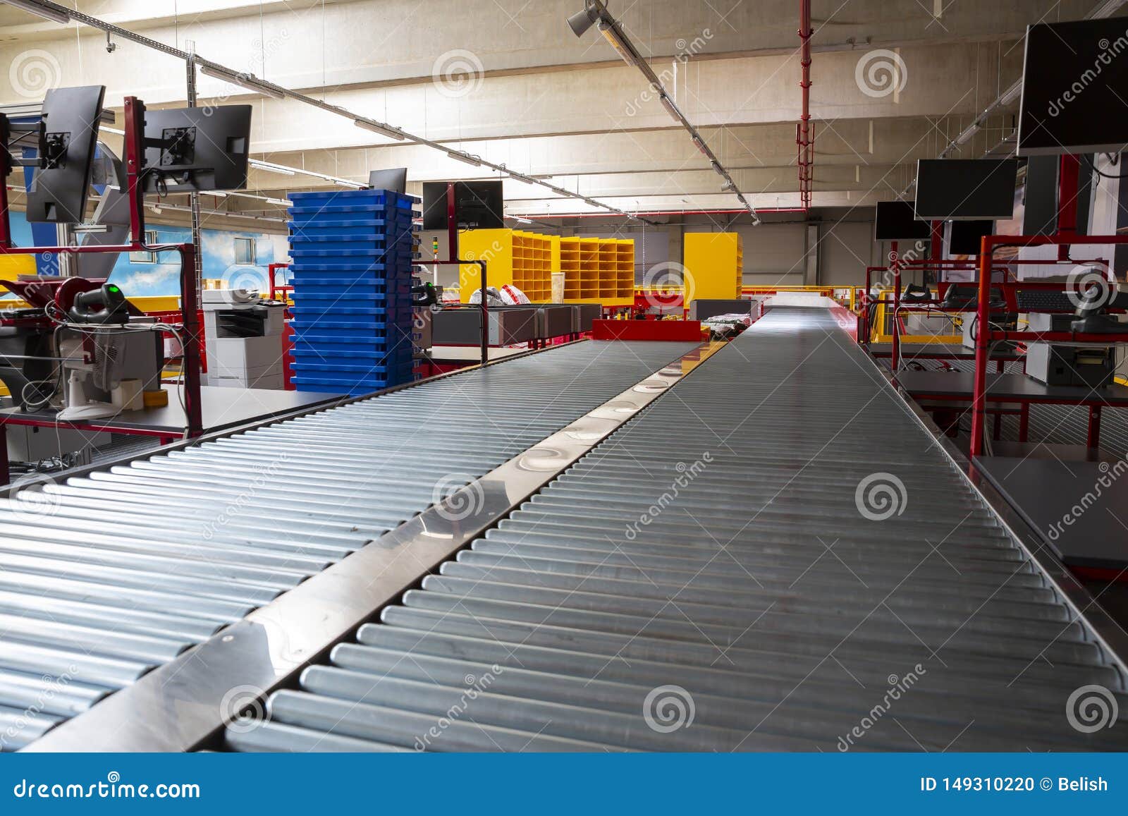 Conveyor Sorting Belt at Distribution Warehouse Stock Photo Image of conveyor, line 149310220