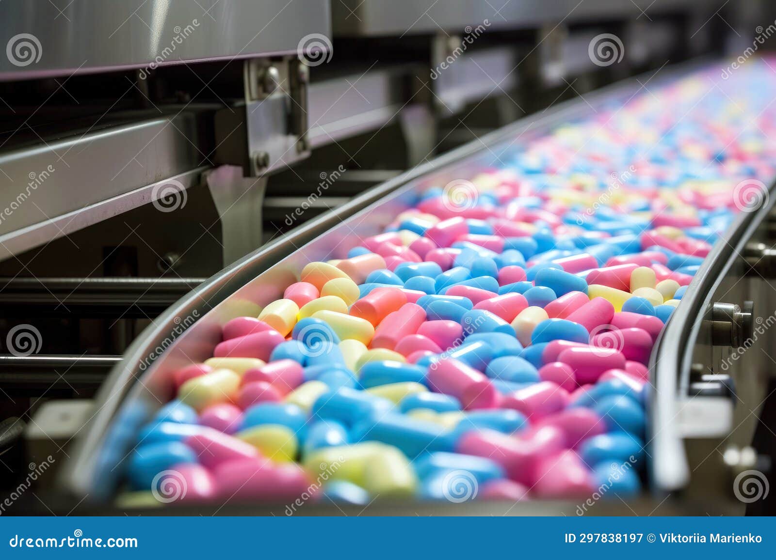 Conveyor System Showcasing the Efficiency of Candy Manufacturing Stock