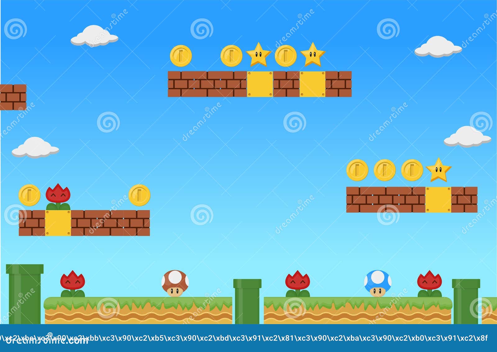 Vídeo Antigo Jogo Retro Super Mario Bros Fundo Cenário Clássico De