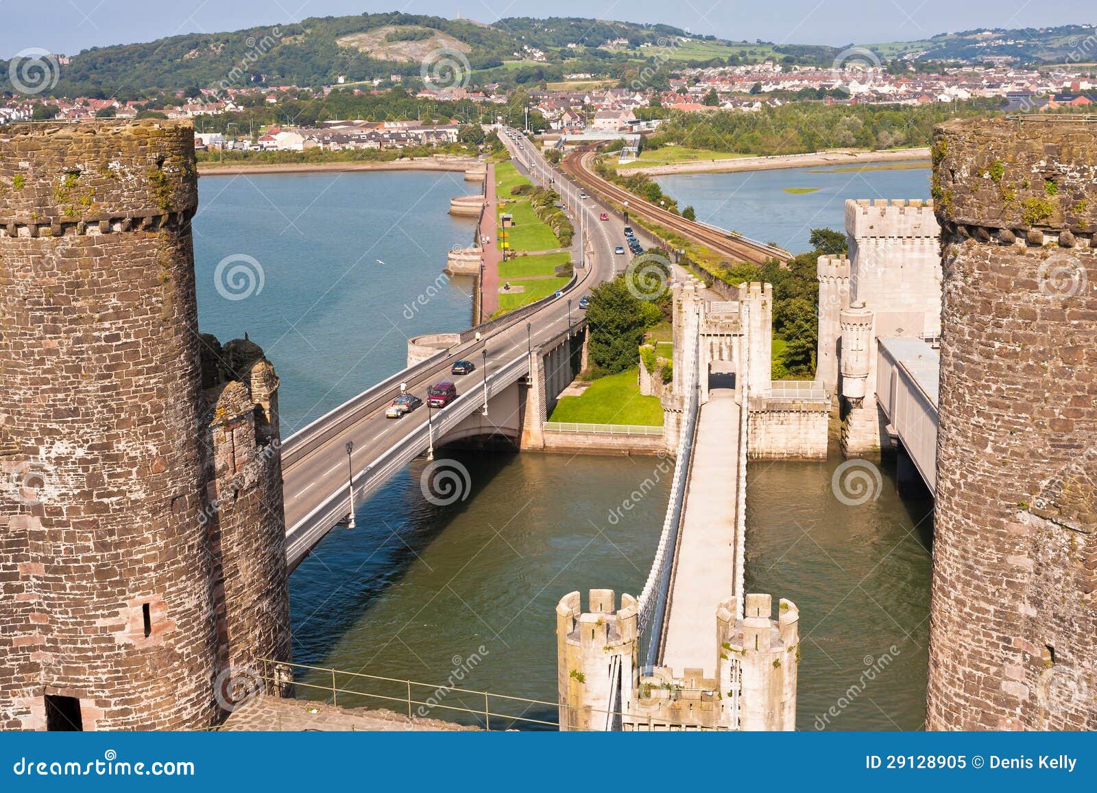 Conwy Castle and Three Bridges in Wales, UK Stock Image Image of travel, bridges 29128905