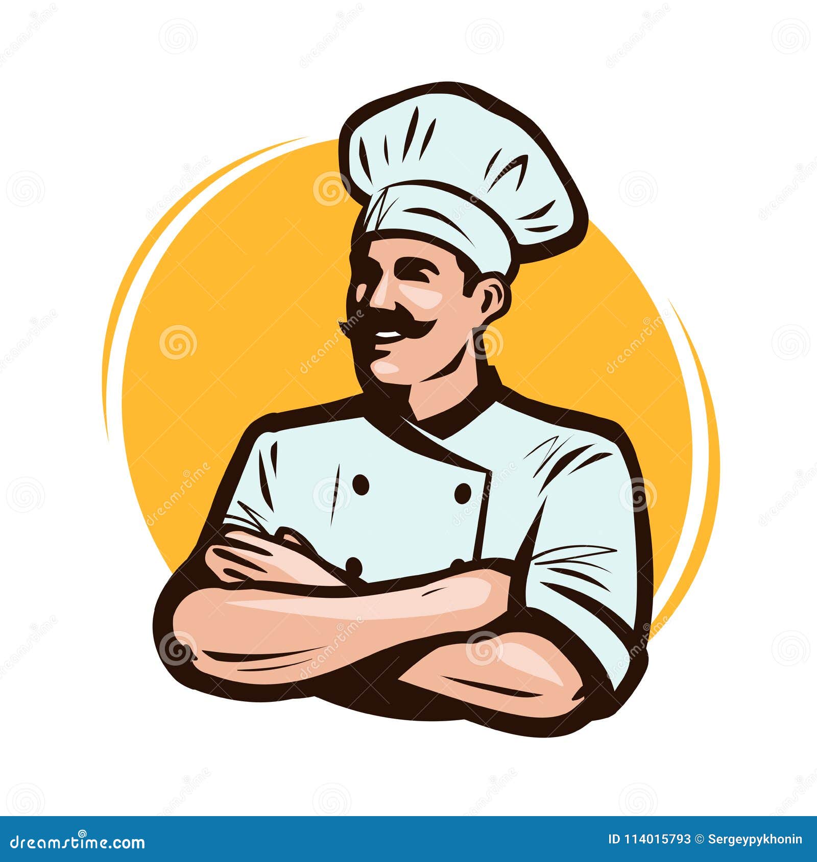 Cook, Chef Logo or Label. Restaurant Concept. Cartoon Vector Illustration  Stock Vector - Illustration of cafe, food: 114015793