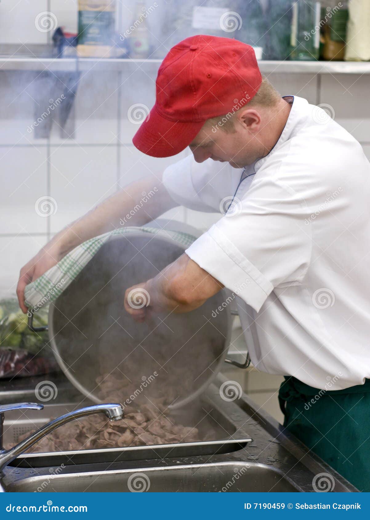 Cook in commercial kitchen stock image. Image of professional 7190459