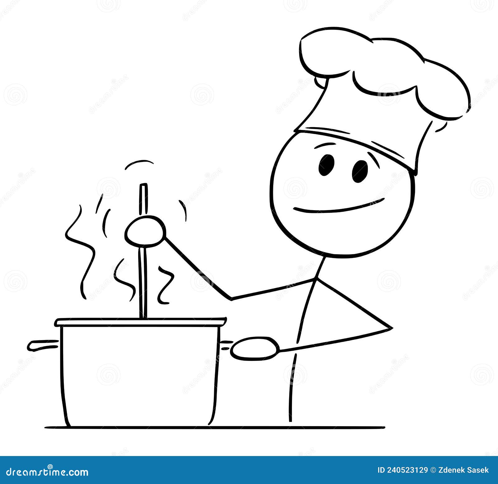 Cook Cooking Food in Pot , Vector Cartoon Stick Figure Illustration ...