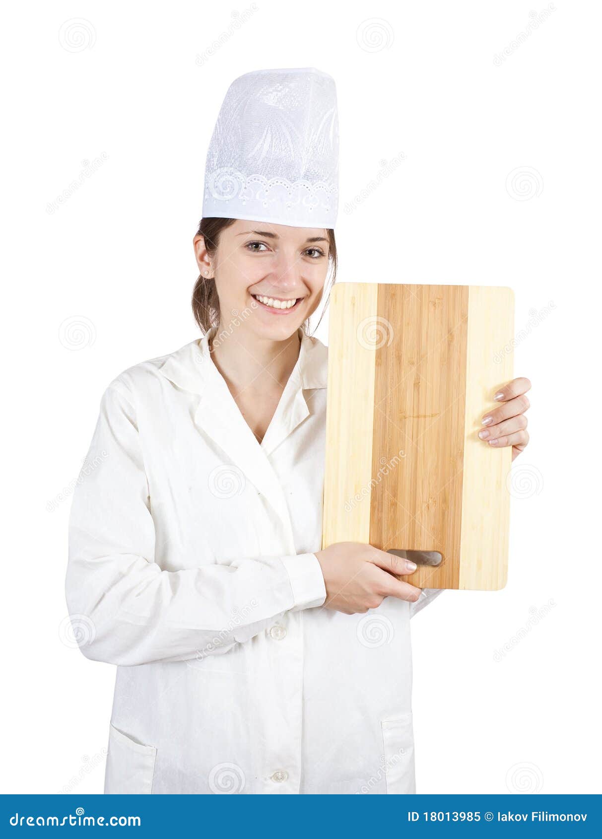 Cook with cutting board stock image. Image of adult, pretty - 18013985