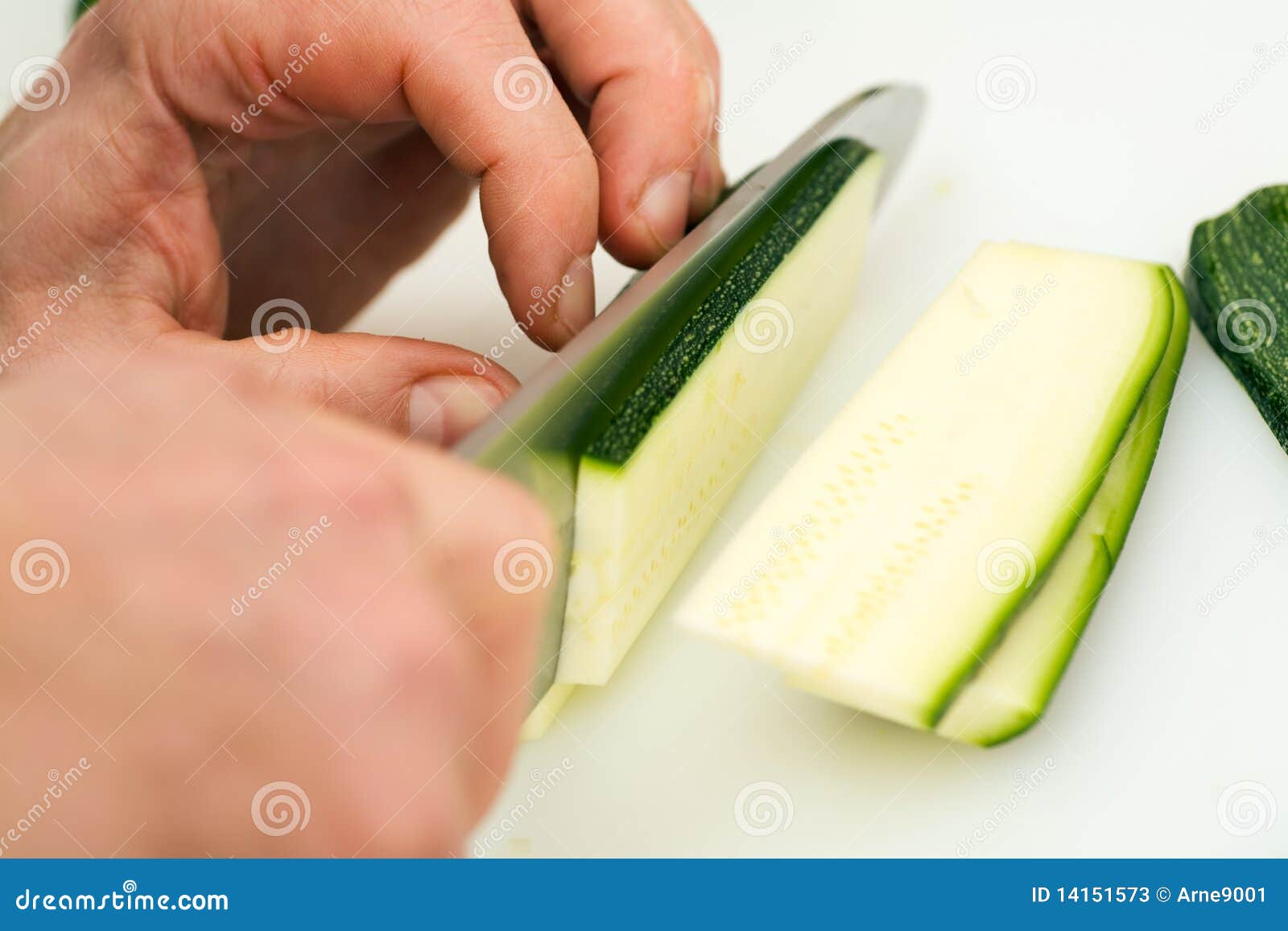 Cook cutting zucchini stock image. Image of knife, nutrition 14151573