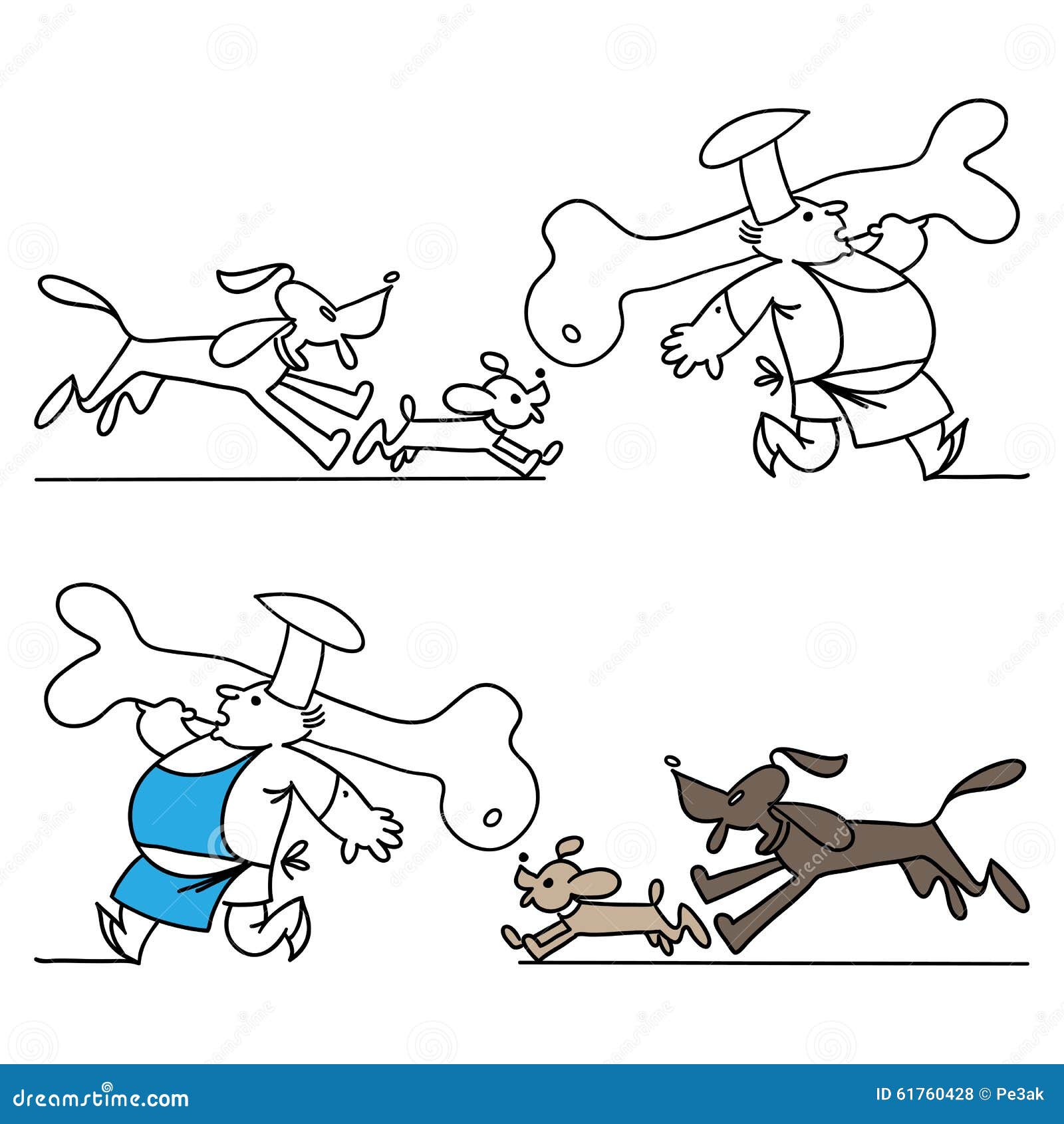 Cook and dogs. stock illustration. Illustration of clipart - 61760428