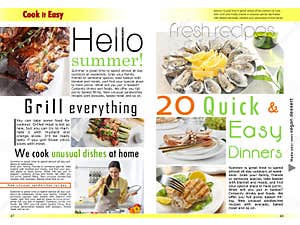 Cook It Easy Magazine Page Spread Design Articles And Different Images 