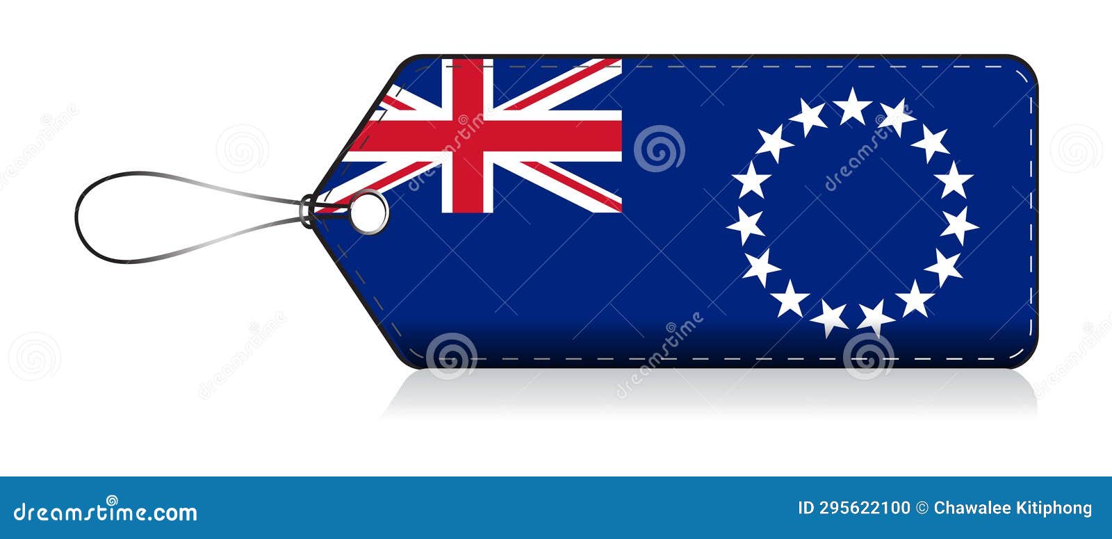 Cook Island Flag in Label Design, Label of Product Made in Cook Island