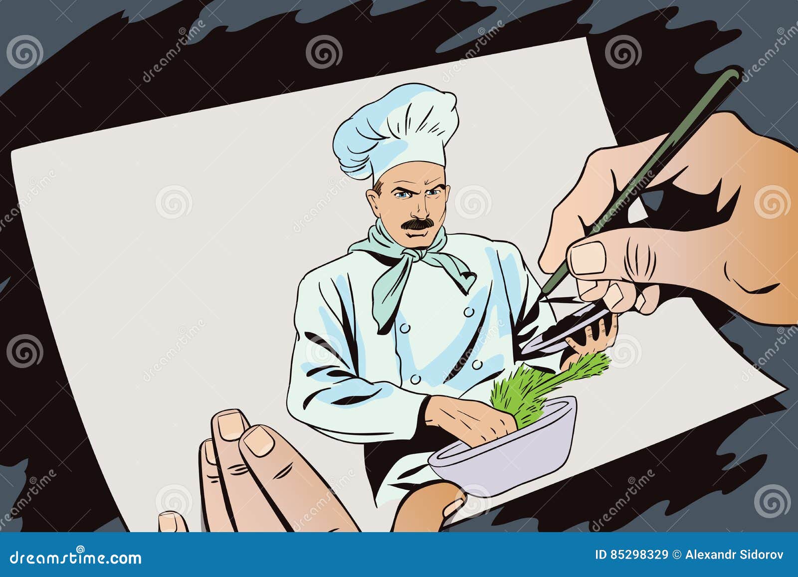 The cook prepares food. stock vector. Illustration of modern - 85298329