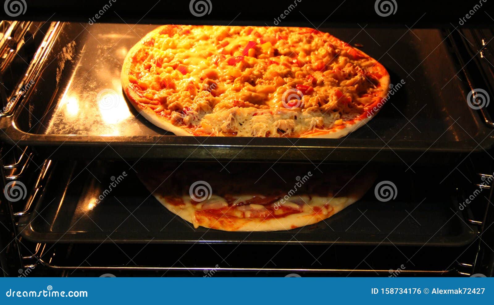 Cook Preparing Delicious Pizza In Oven. Cooking Fast Food In