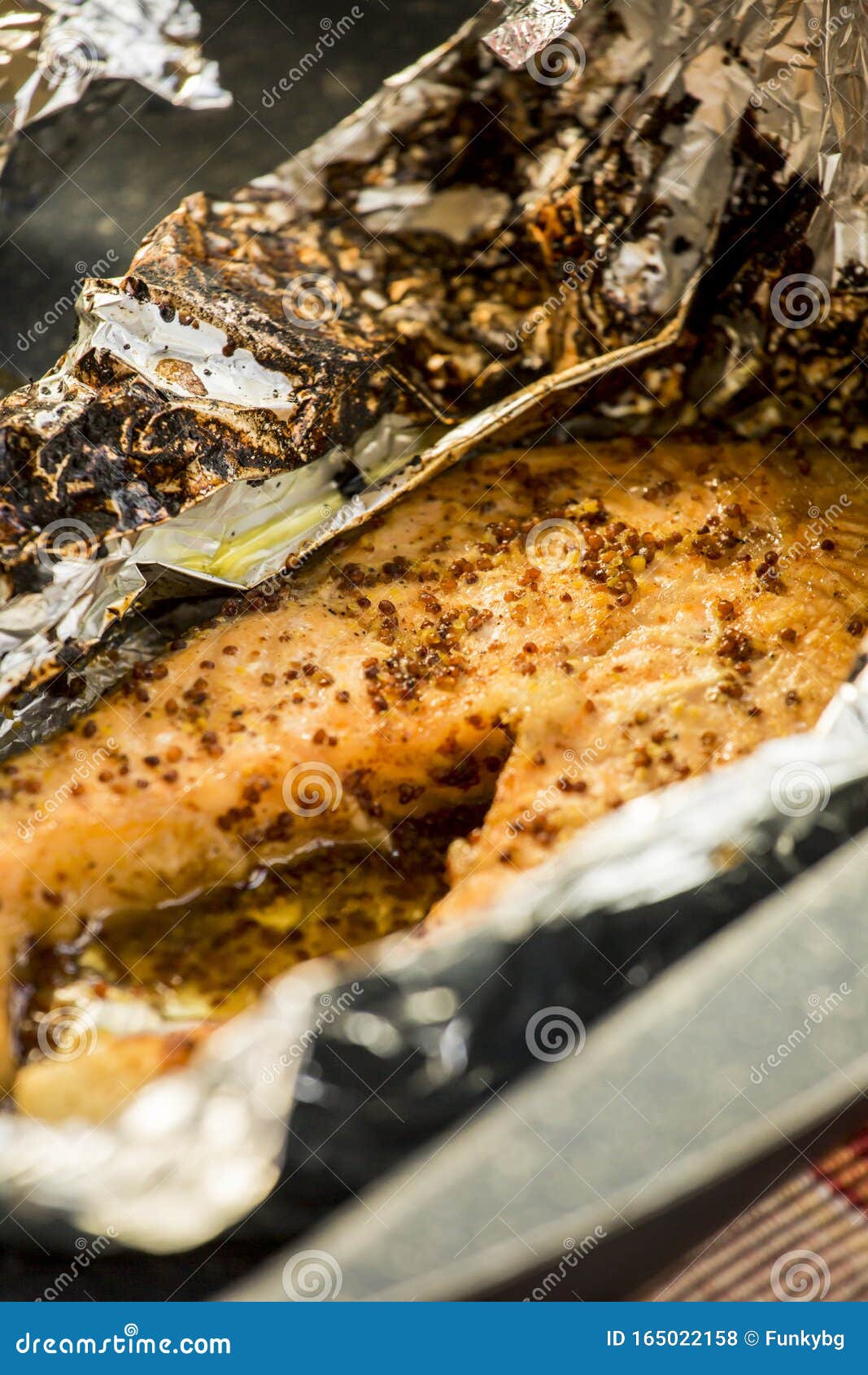 Cook Salmon In Foil Close Up Stock Photo Image Of Kitchen Mediterranean 165022158