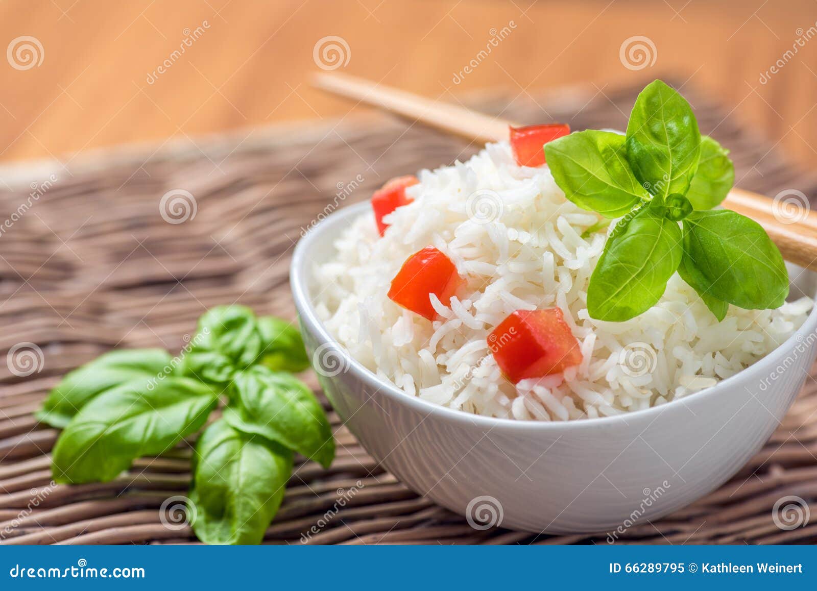 Cooked Basmati Rice With Tomato And Basil Stock Image CartoonDealer