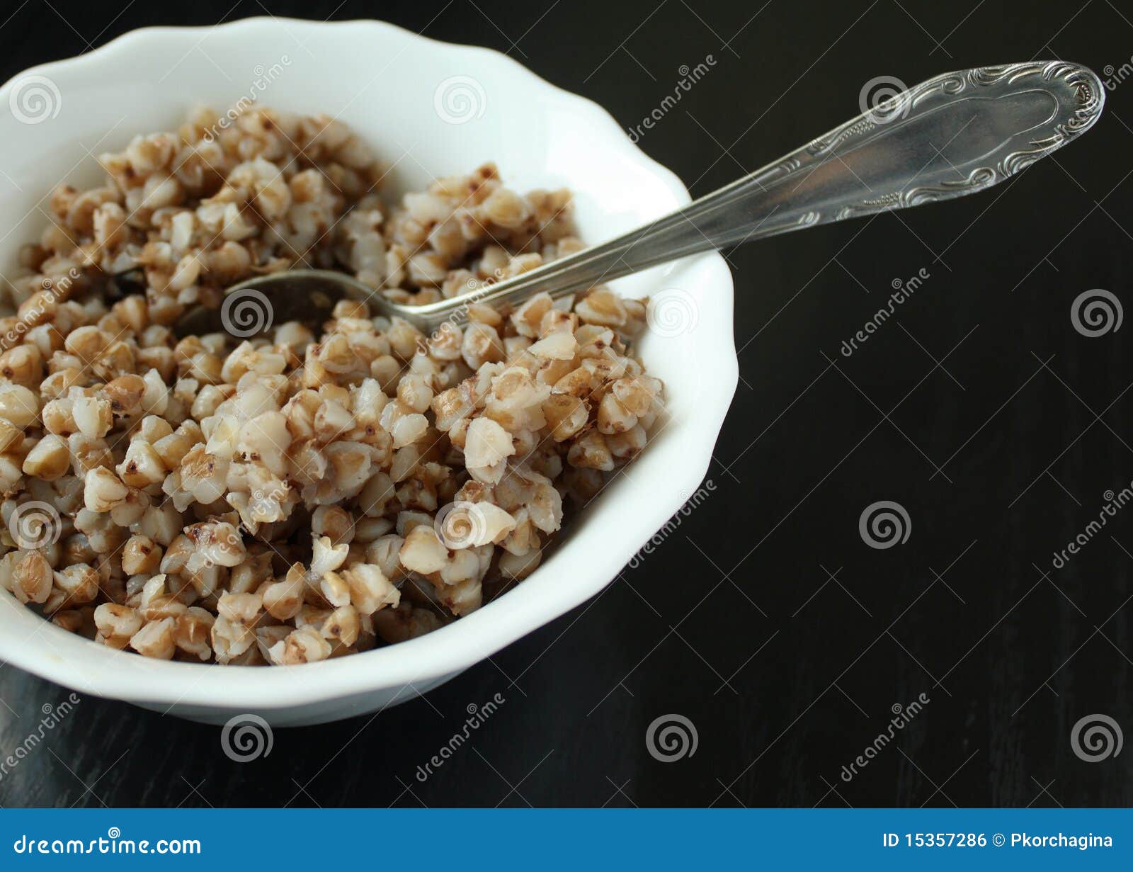 Cooked Buckwheat on the Plate Stock Photo Image of bowl, spoon 15357286