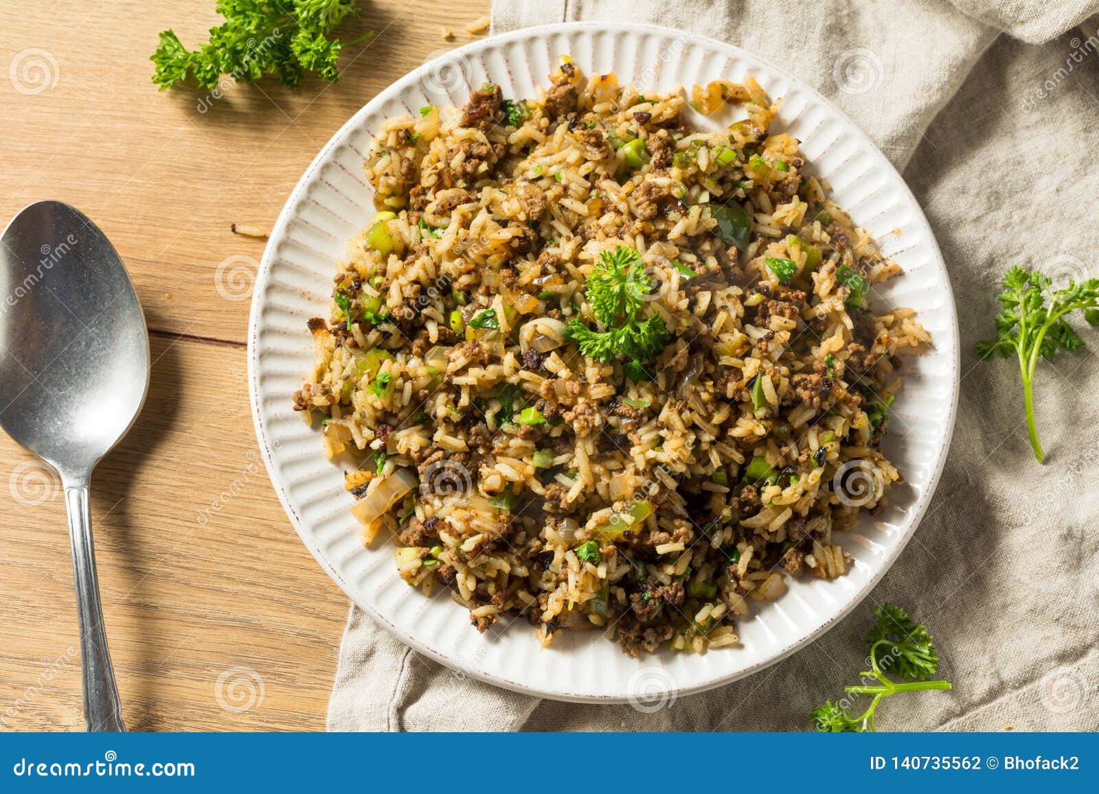 Cooked Cajun Dirty Rice stock photo. Image of meal, louisiana 140735562