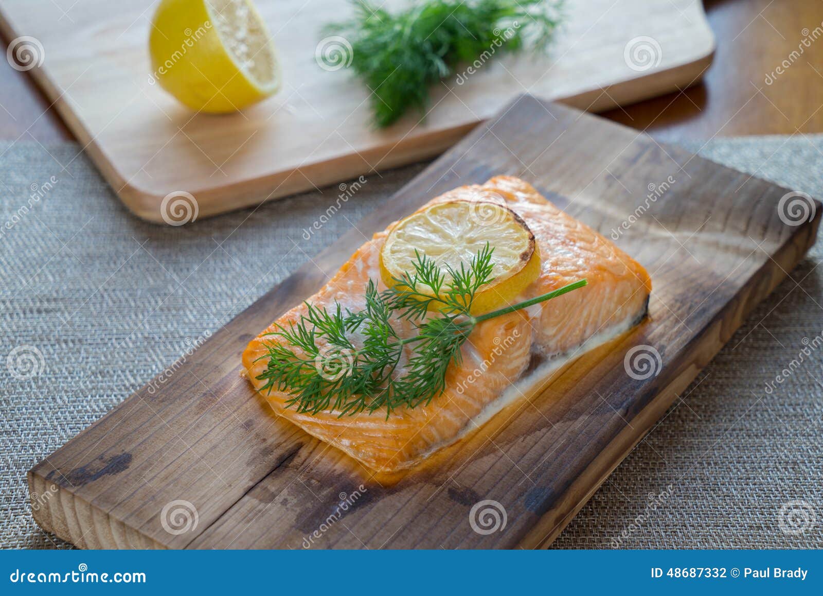 Cooked Cedar Plank Salmon stock photo. Image of gourmet 48687332