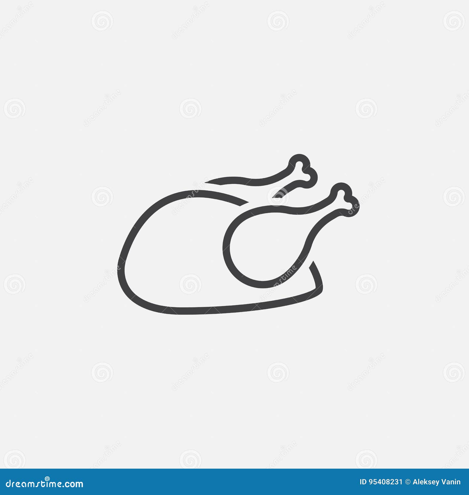 Cooked Chicken Icon Vector Isolated on White . Stock Vector