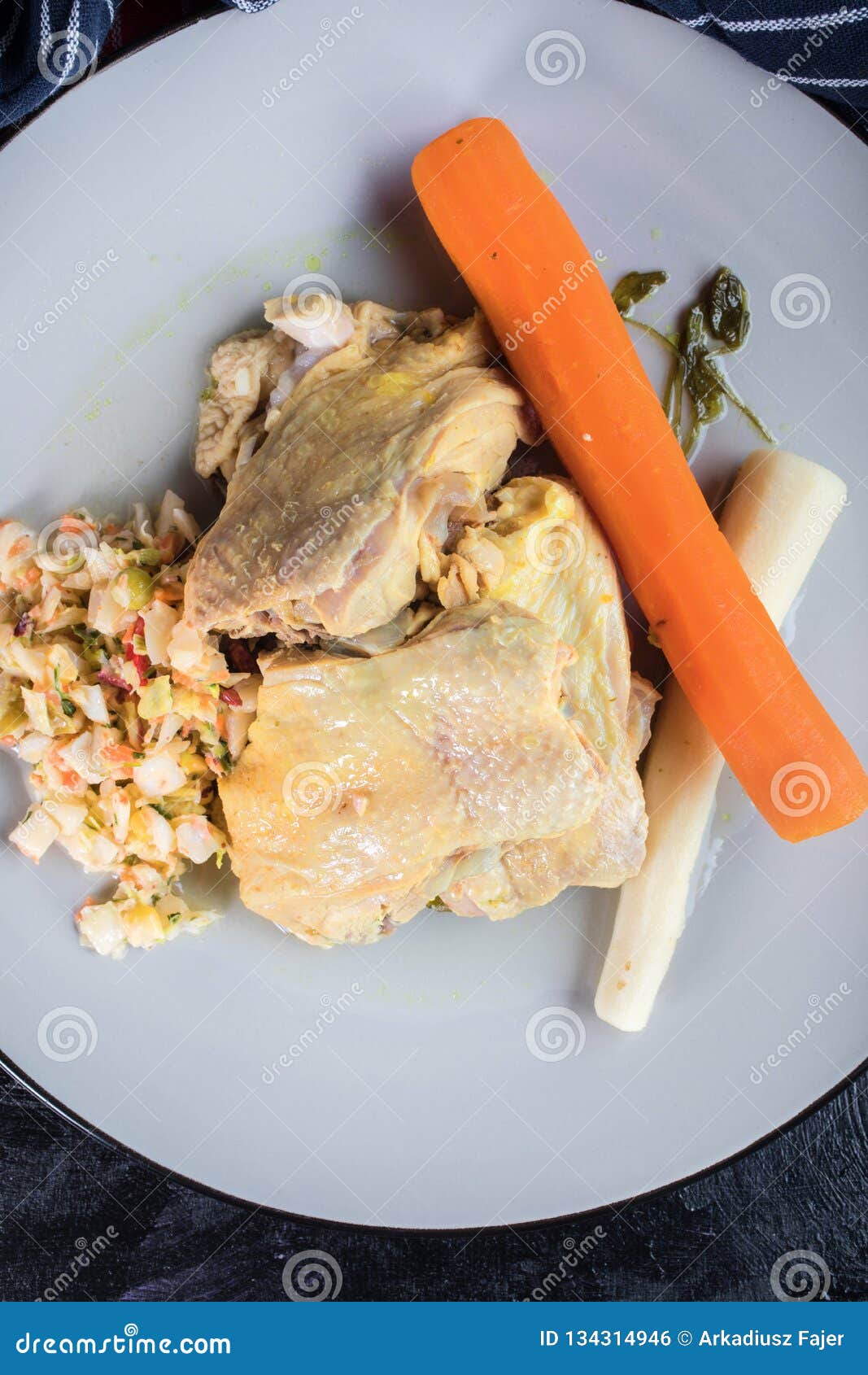 Cooked chicken meat stock photo. Image of diet, knife 134314946