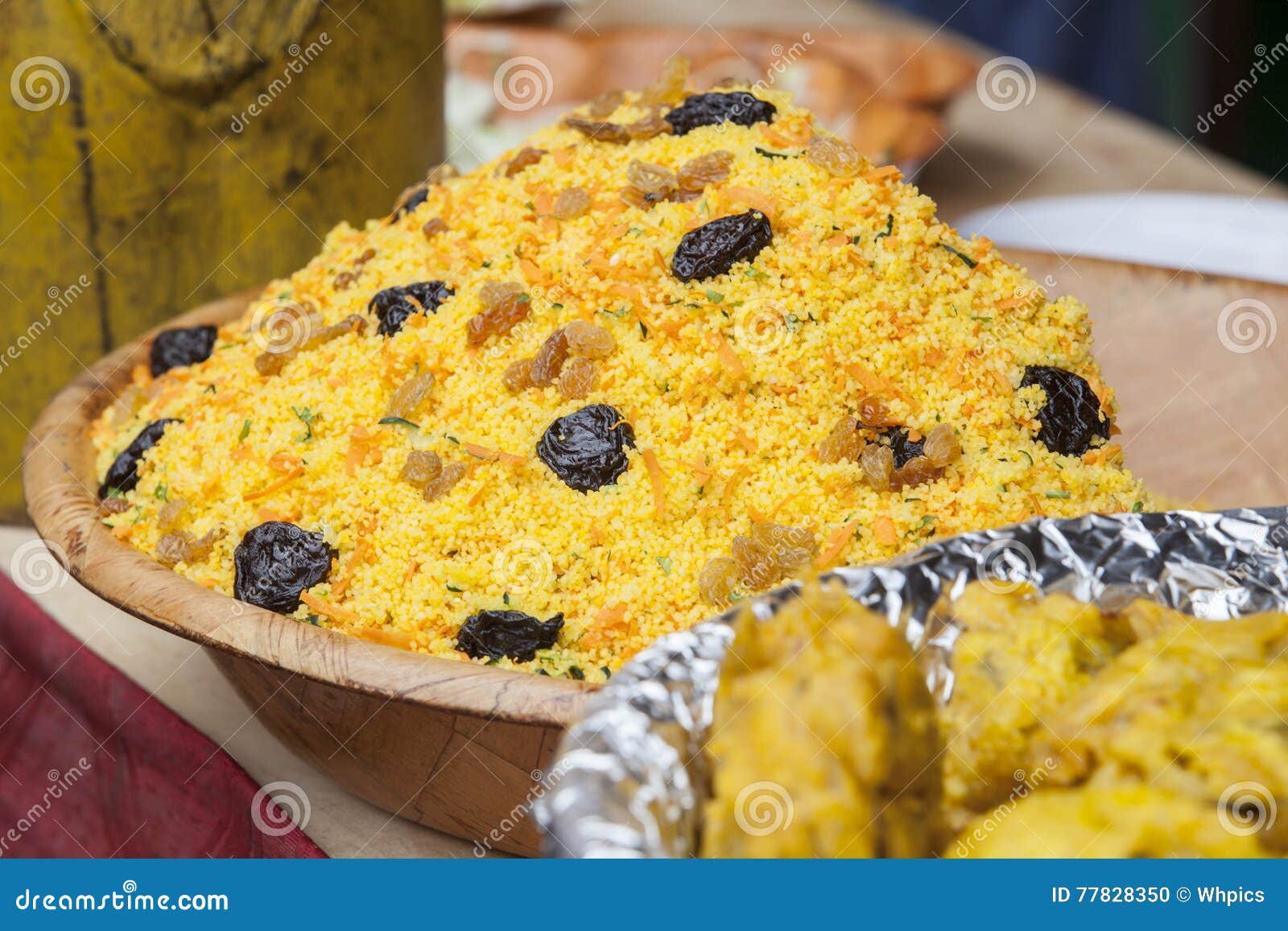 Cooked Couscous with Dried Plums and Raisin Stock Photo Image of bowl